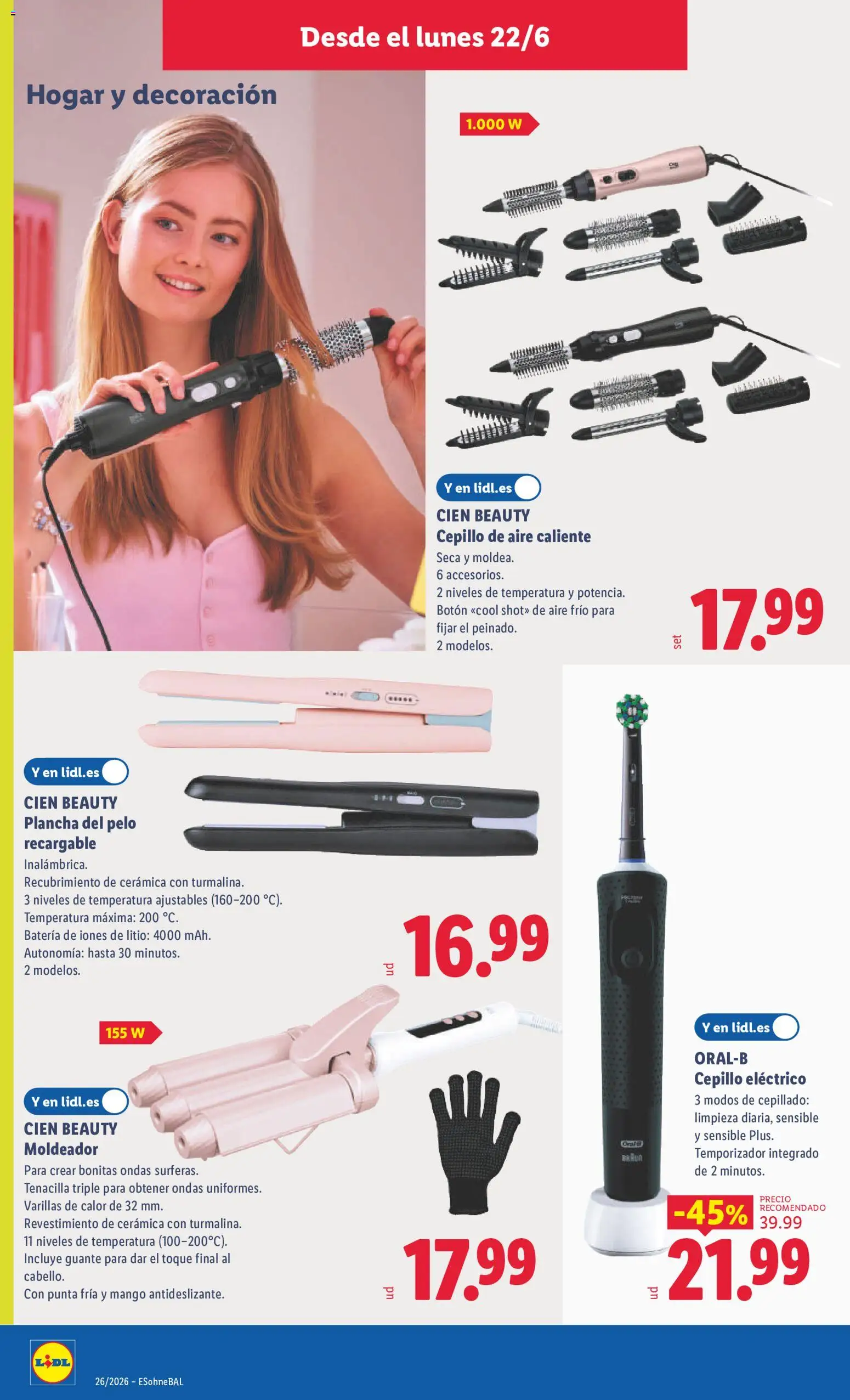 Lidl folleto de bazar │ válido desde el 22.06.2026 | Página: 22 | Productos: Cepillo, Ρούτερ, Plancha, Batería