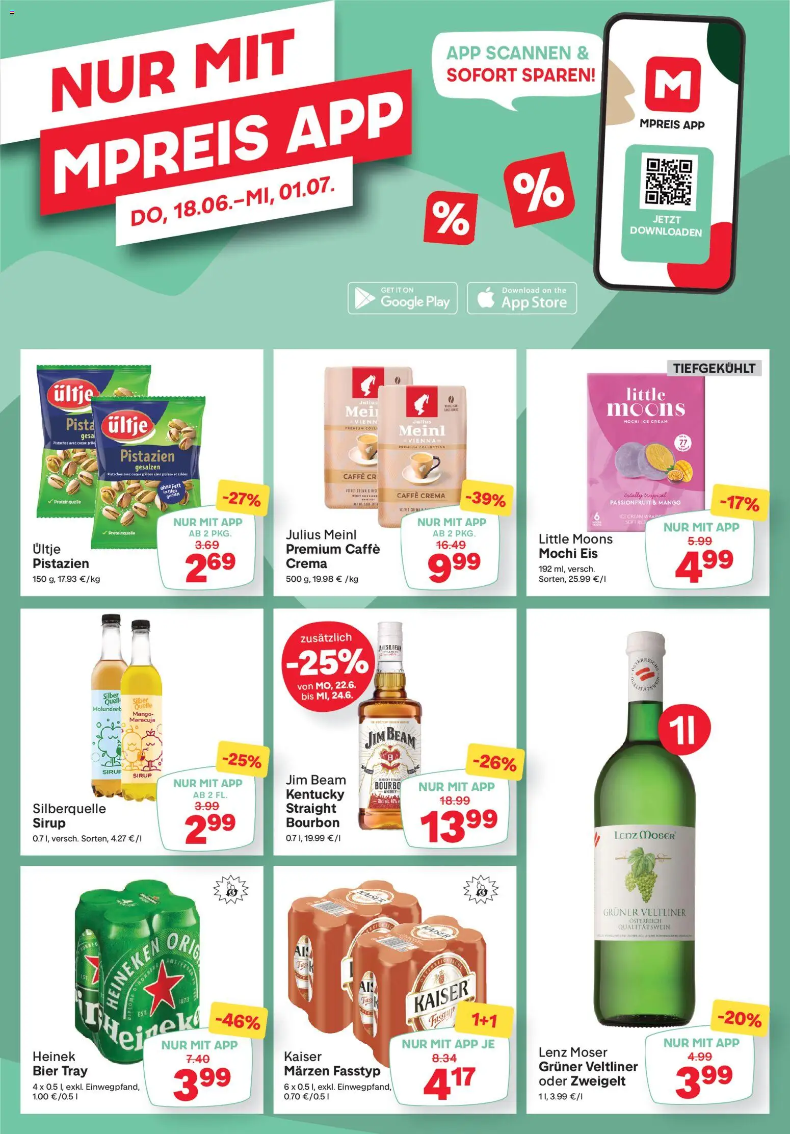 MPREIS Flugblatt gültig ab 18.06.2026 | Seite: 14 | Produkte: Mango, Ofen, Bier, Bourbon