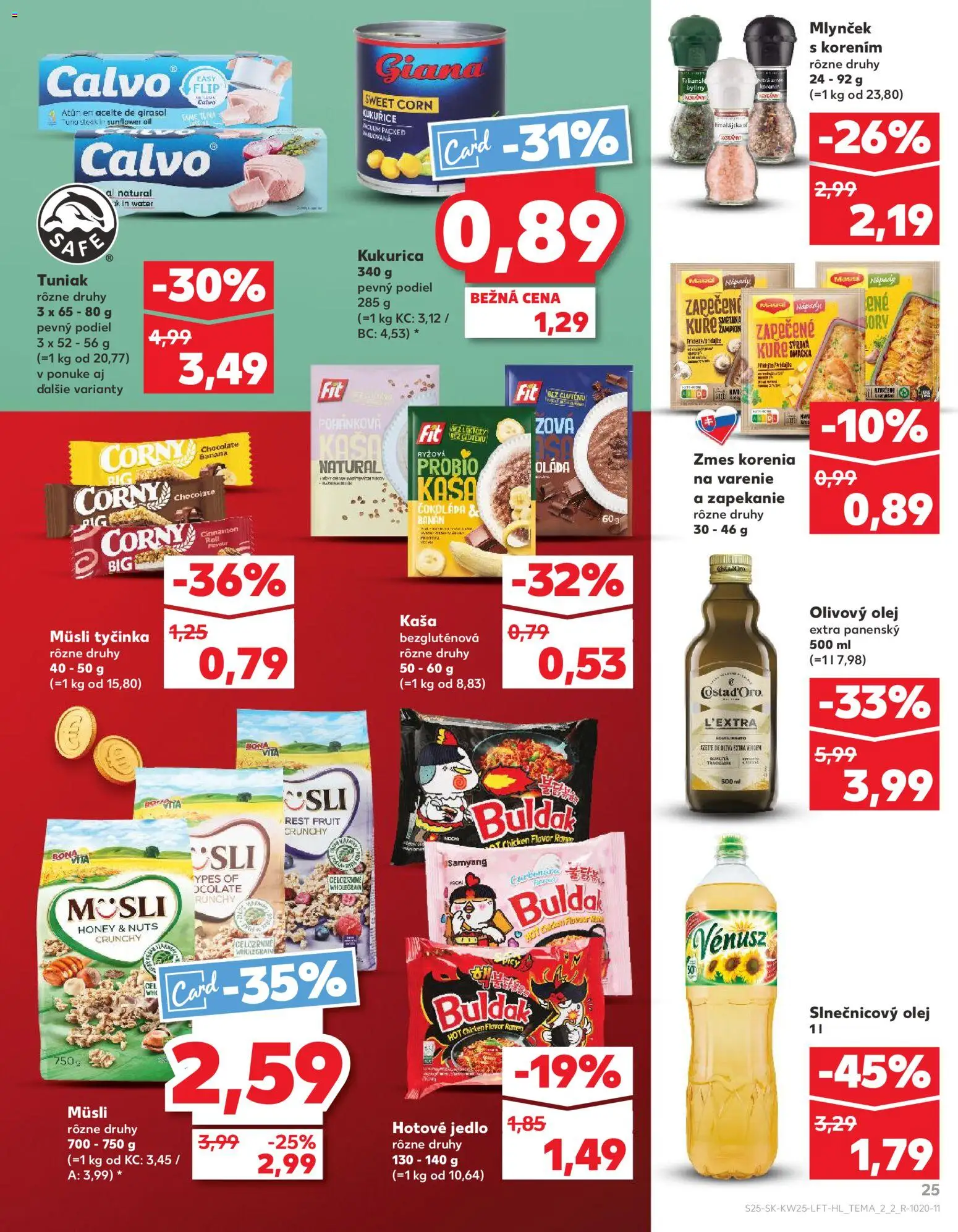 Nové Kaufland akcie – leták je platný od 18.06.2026 | Strana: 25 | Produkty: Olej, Tuniak, Omáčka, Mlynček