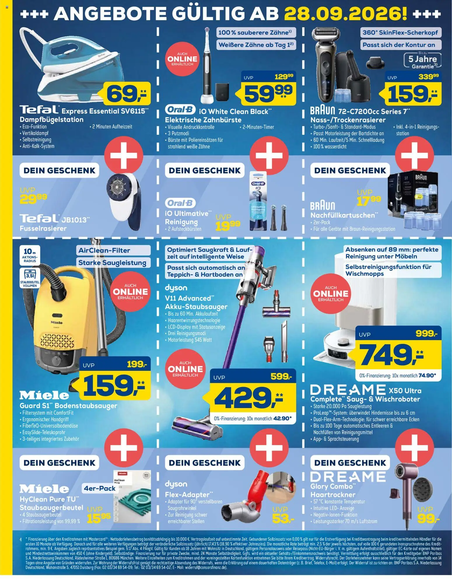 Euronics Prospekt – gültig ab 26.09.2026 | Seite: 4 | Produkte: Miele, Dyson, Haartrockner, Bürste