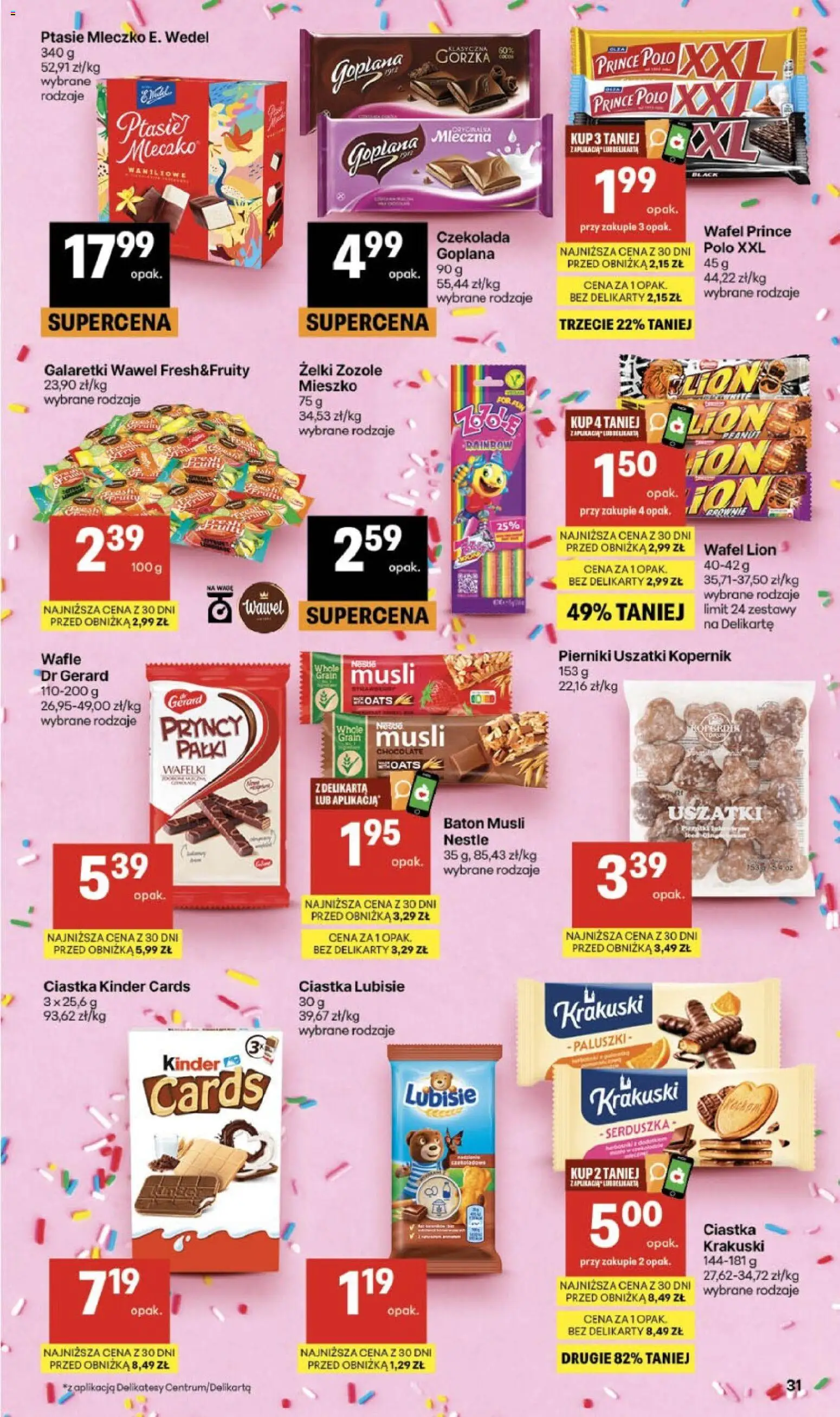 Delikatesy Centrum gazetka od 16.07.2026 | Strona: 31 | Produkty: Prince polo xxl, Żelki, Czekolada, Musli