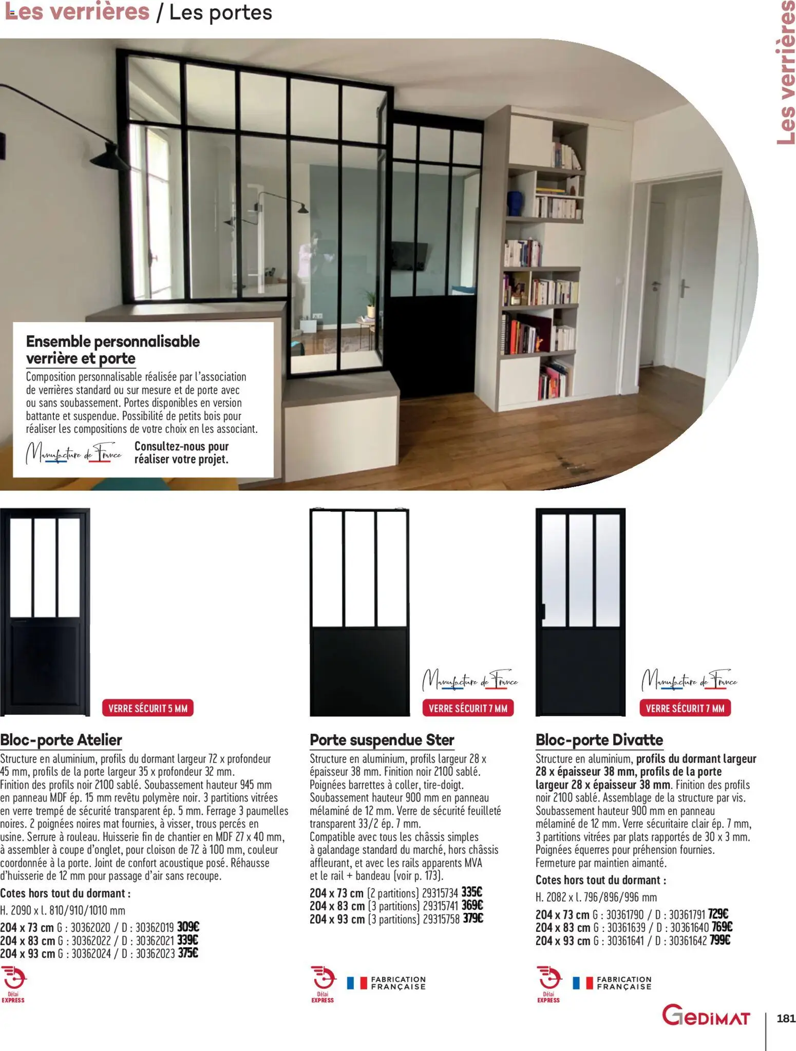 {H1} | Page: 181 | Produits: Verrière, Poignées, Portes, Barrettes