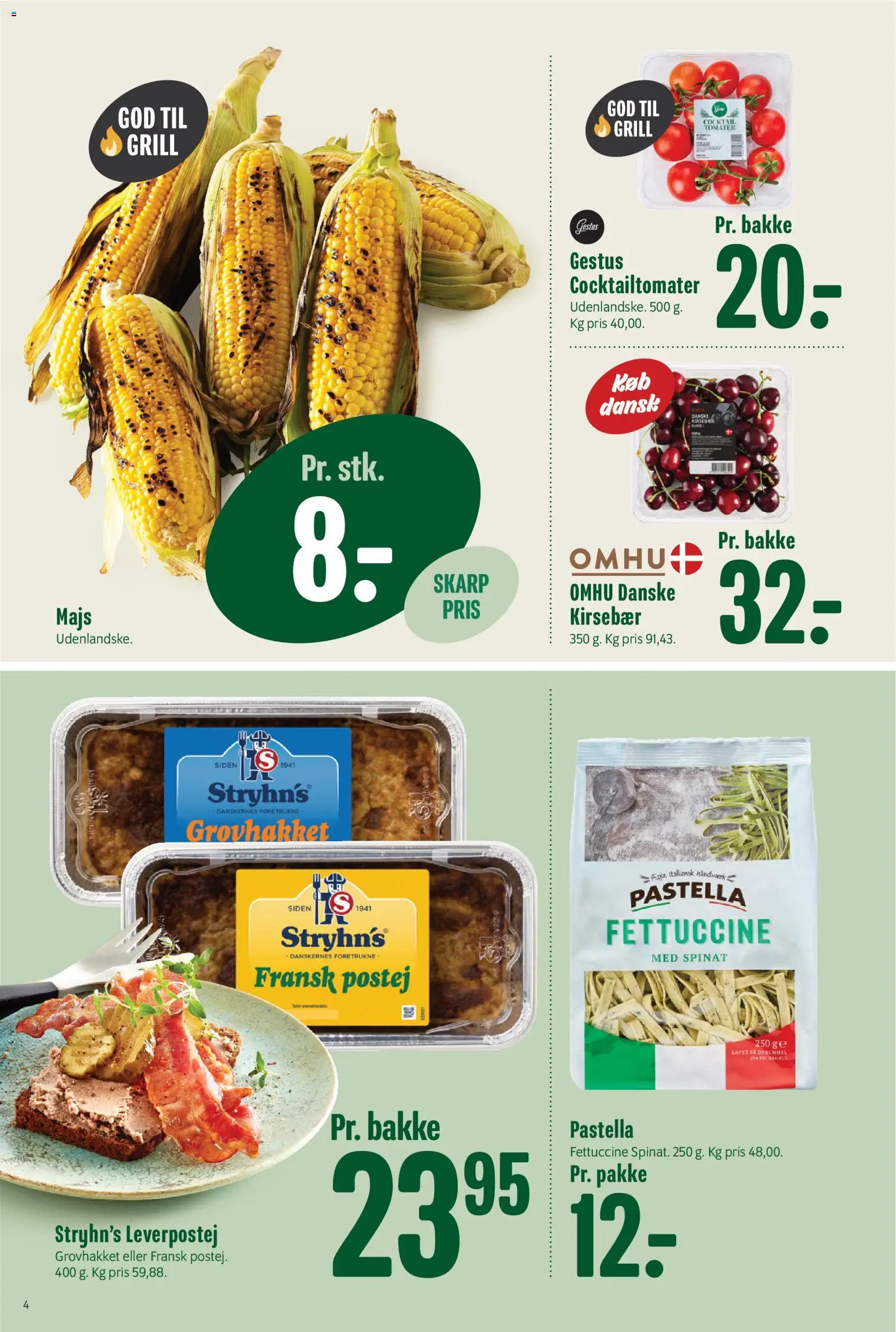 Min Købmand tilbudsavis – gyldig fra 24/07/2026 | Side: 4 | Produkter: Kirsebær, Majs, Leverpostej, Spinat