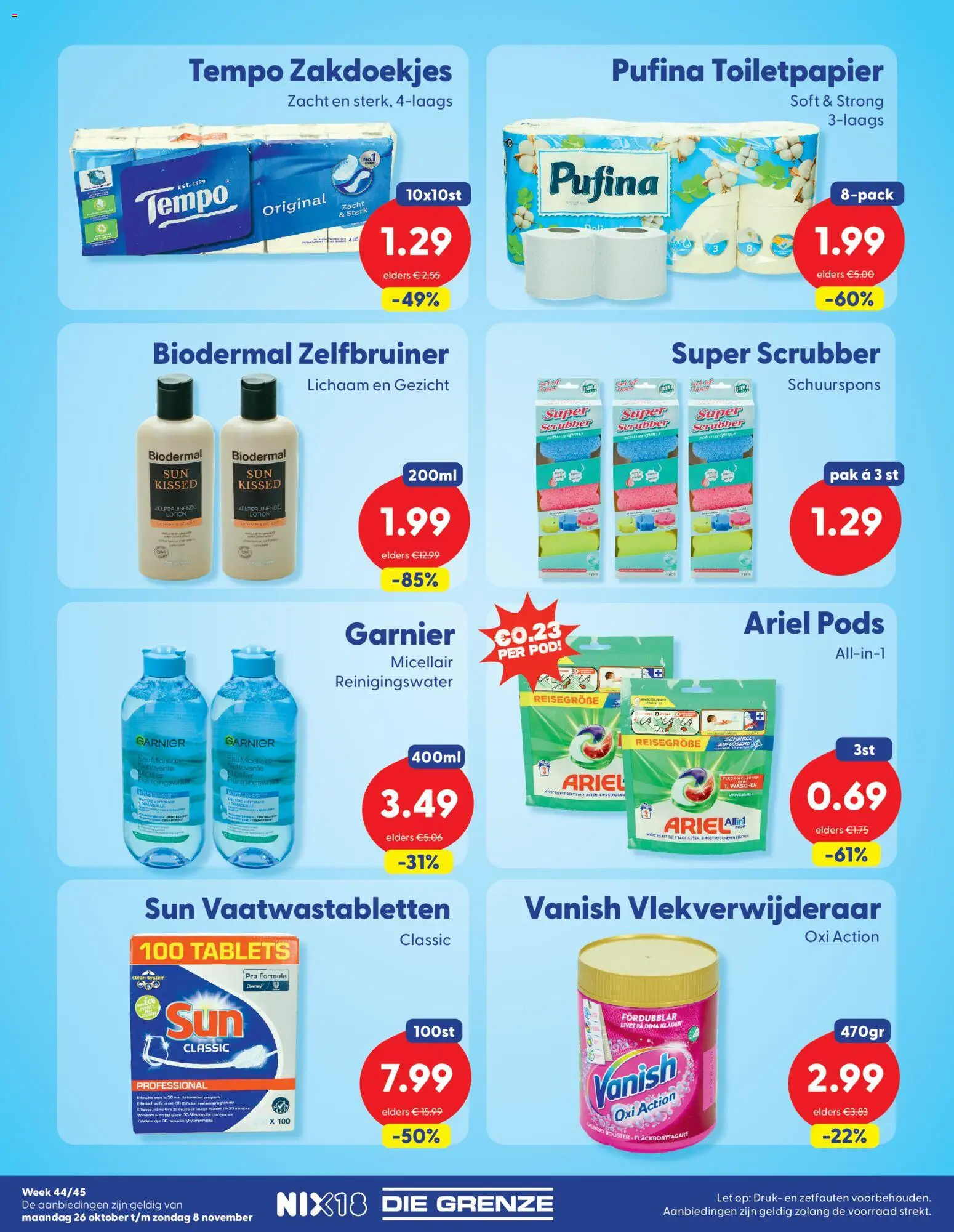 {H1} | Pagina: 5 | Producten: Vaatwastabletten, Schuurspons, Toiletpapier