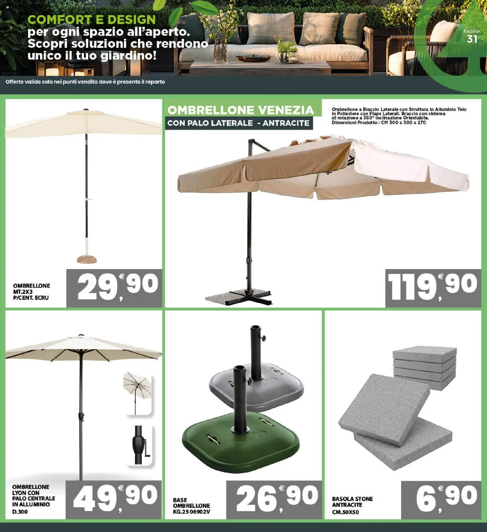 Volantino Interspar del 27.04.2026 | Pagina: 31 | Prodotti: Ombrellone, Alluminio