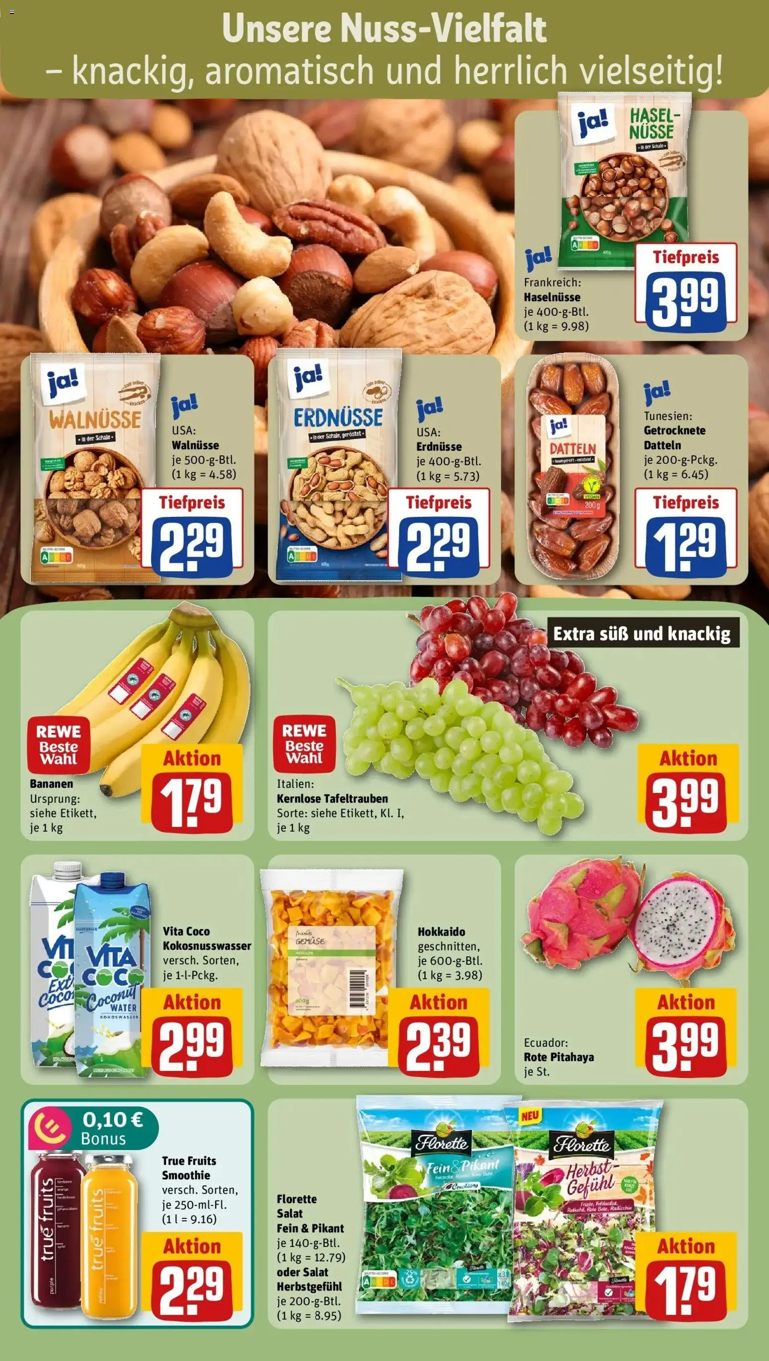 REWE Prospekt ab 26.10.2026 zum Blättern » Angebote | Seite: 6 | Produkte: Erdnüsse, Walnüsse, Bananen, Nüsse