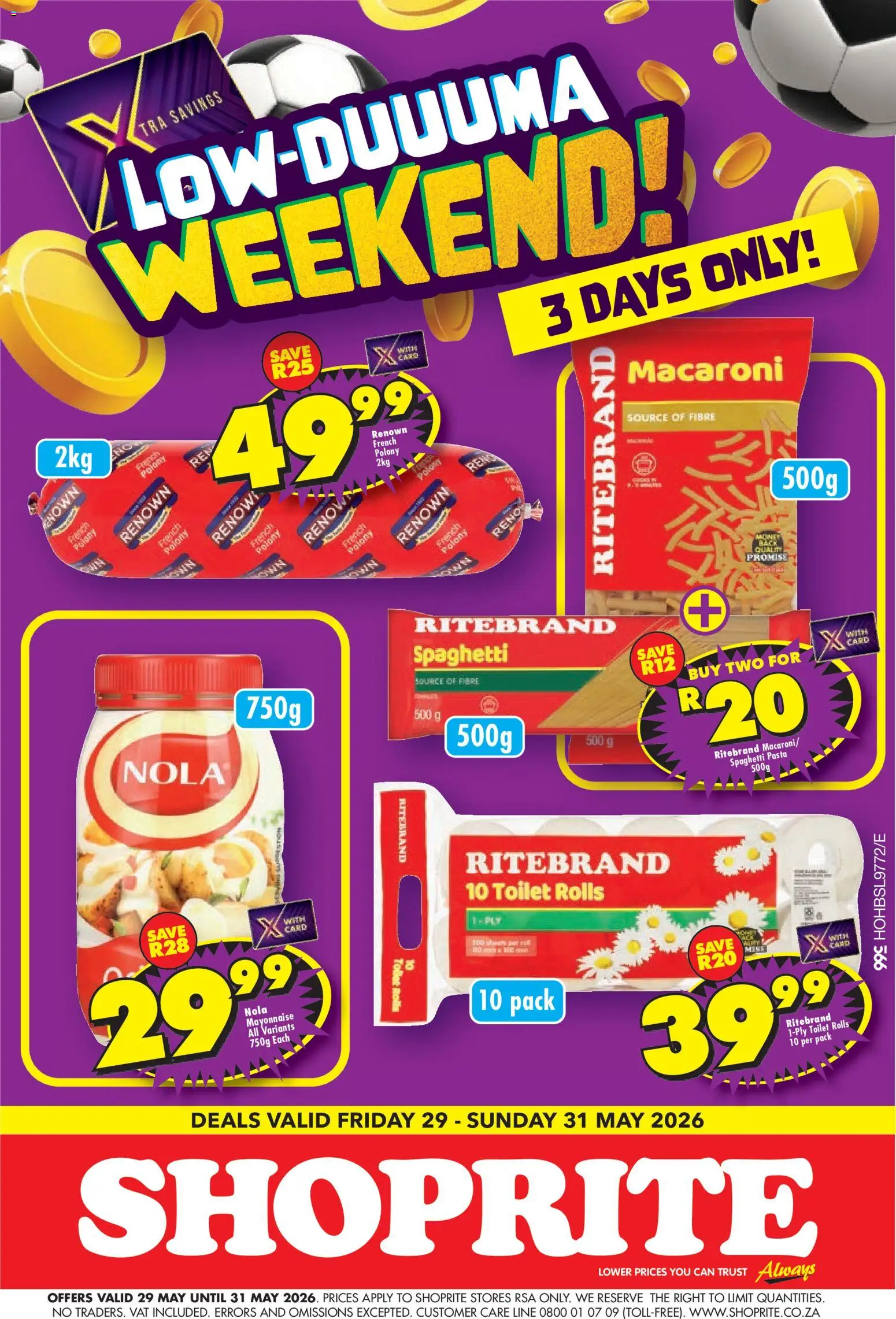 New Shoprite catalogue – valid from 29.05.2026 | Page: 1 | Products: Toilet, Polony, Paper, Mayonnaise