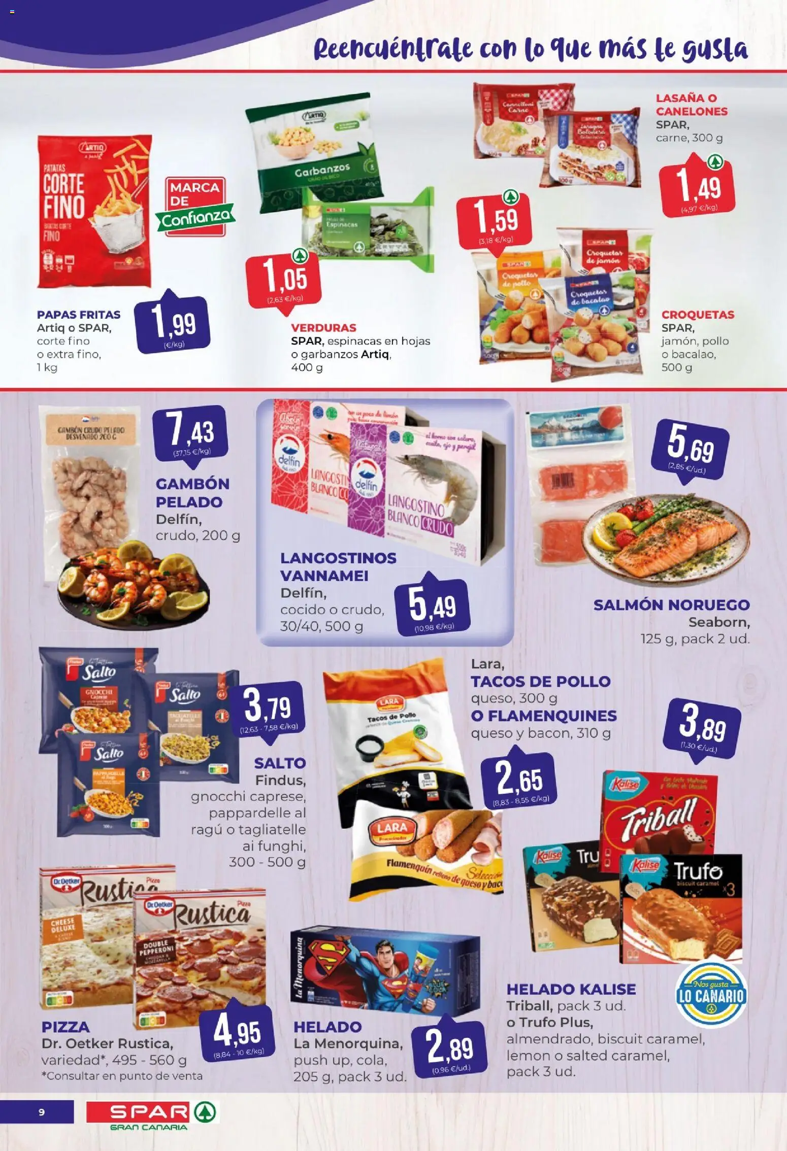 Spar folleto │ válido desde el 30/10/2026 | Página: 9 | Productos: Queso, Tacos, Langostinos, Lasaña