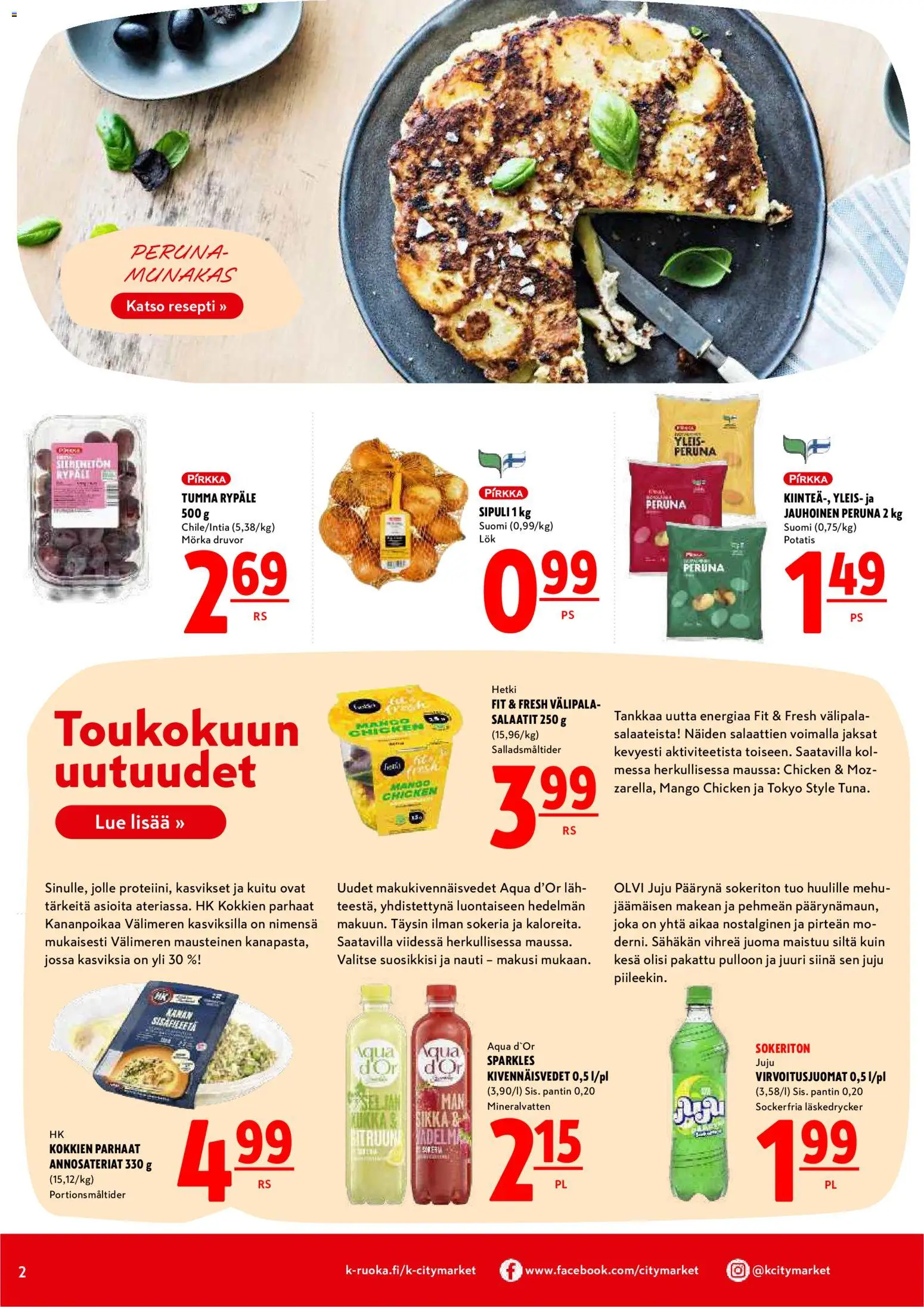 K-Citymarket tarjoukset – voimassa 11.05.2026 alkaen | Sivu: 2 | Tuotteet: Mango, Virvoitusjuomat, Peruna, Mehu