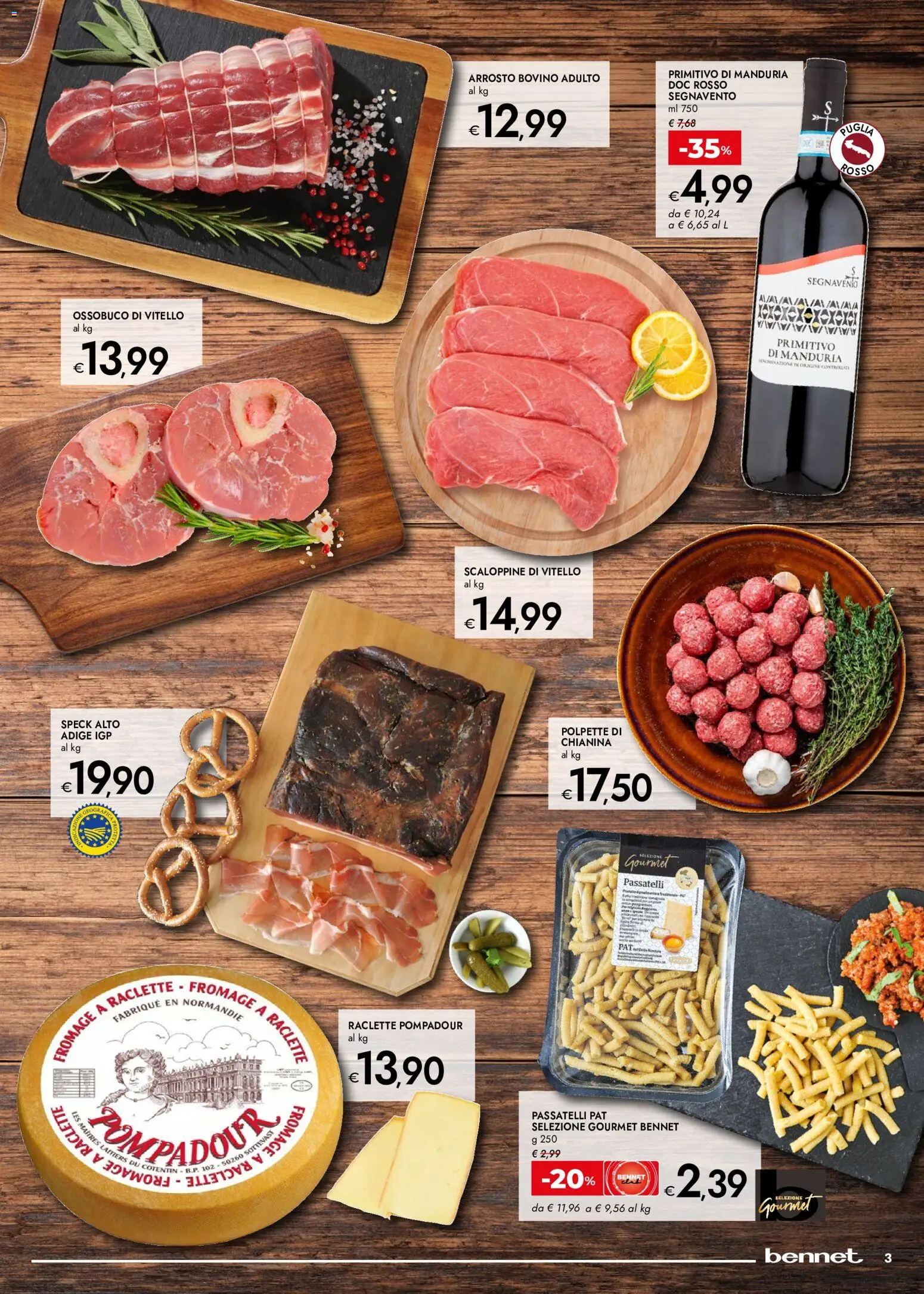 Volantino bennet del 01/10/2026 | Pagina: 3 | Prodotti: Speck, Vitello, Polpette, Ossobuco