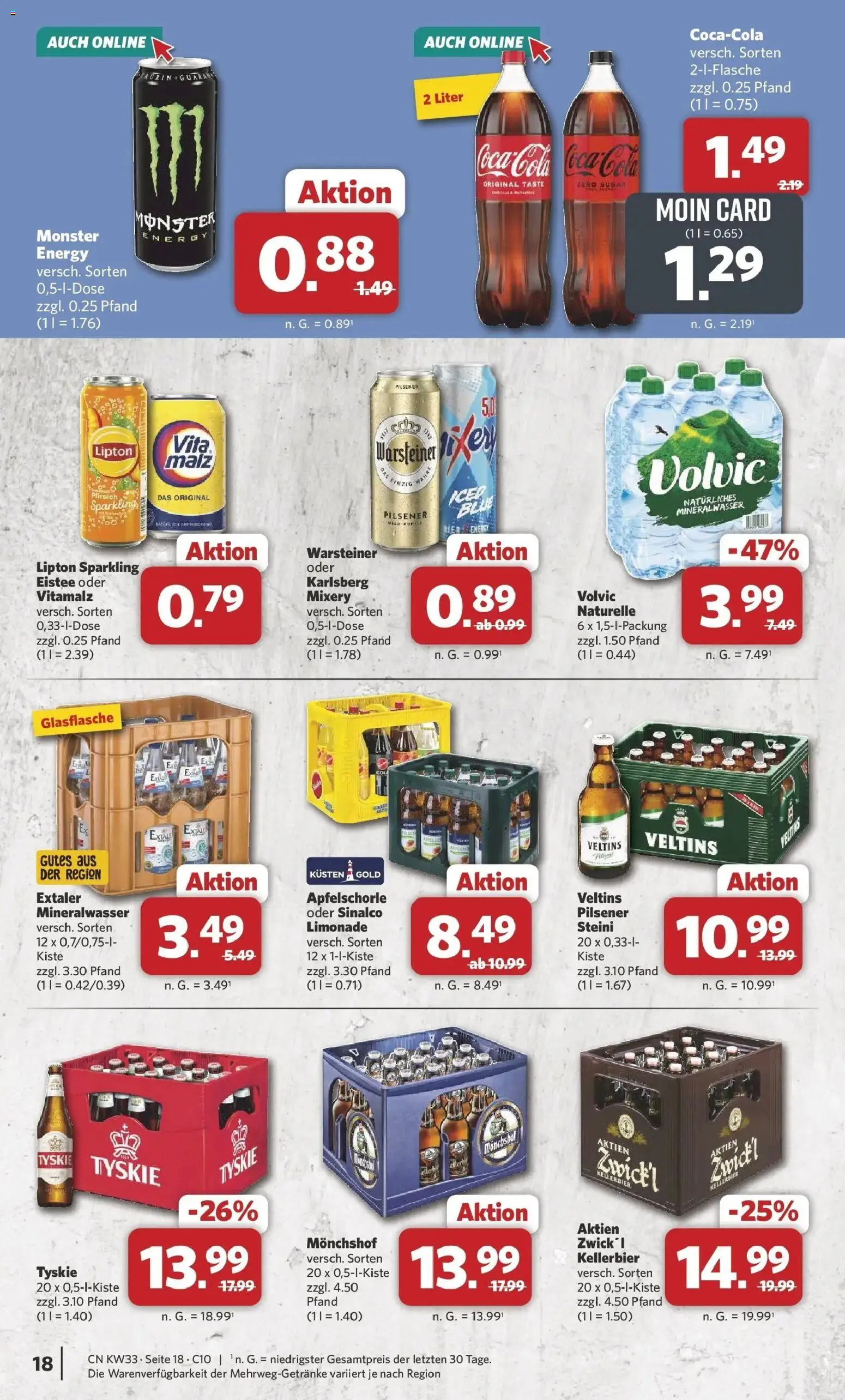Combi Prospekt Celle (ab 10.08.2026) zum Blättern | Seite: 22 | Produkte: Sinalco, Monchshof, Limonade, Mineralwasser