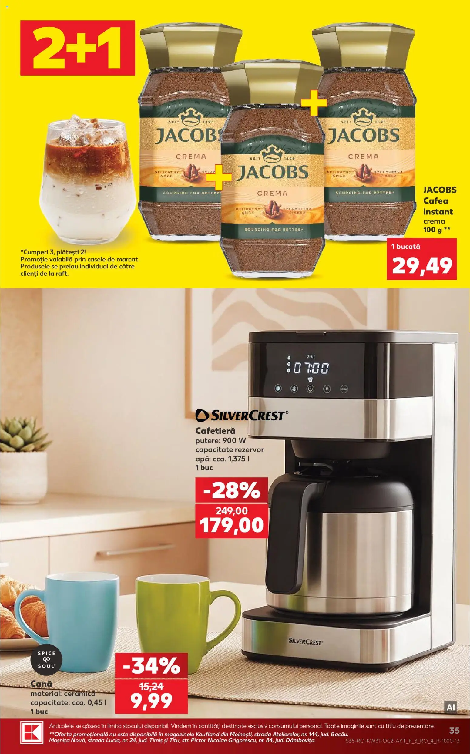 Noul catalog Kaufland – valabil de la 29.07.2026 | Pagină: 35 | Produse: Cafetieră, Köpek çiti, Cremă, Cafea