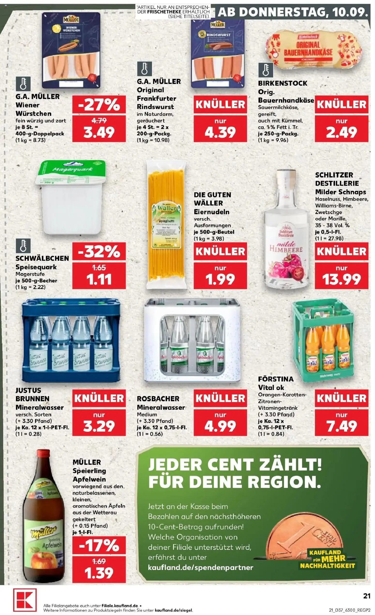 Prospekt Kaufland ab 10.09.2026 » Angebote Online zum Blättern | Seite: 21 | Produkte: Schnaps, Himbeere, Speisequark, Zitronen