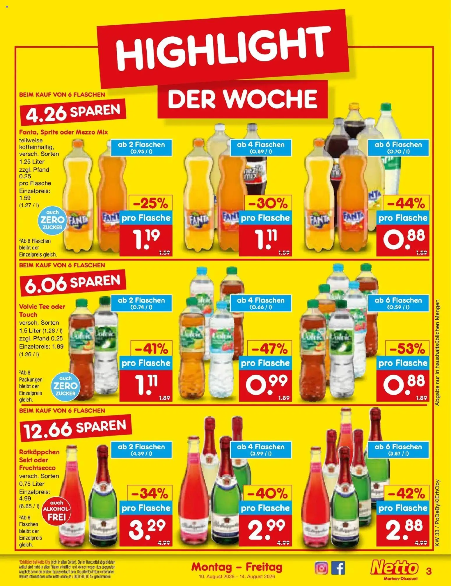 Netto Marken-Discount Prospekt Thierhaupten (ab 10.08.2026) » Angebote | Seite: 3 | Produkte: Mezzo mix, Fanta, Sekt, Oder mezzo mix