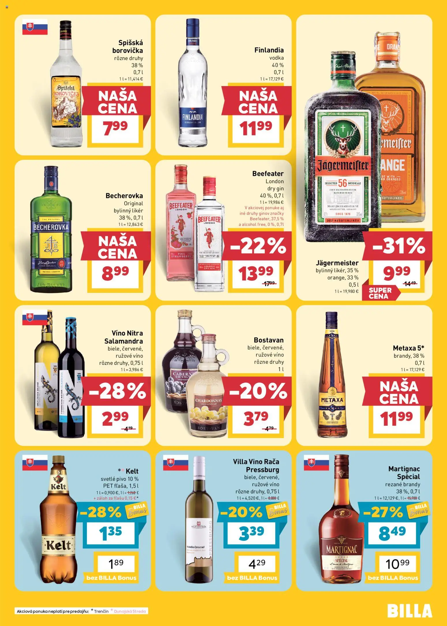 Nové Billa akcie – leták je platný od 23.09.2026 | Strana: 17 | Produkty: Beefeater, Kelt, Vodka, Finlandia