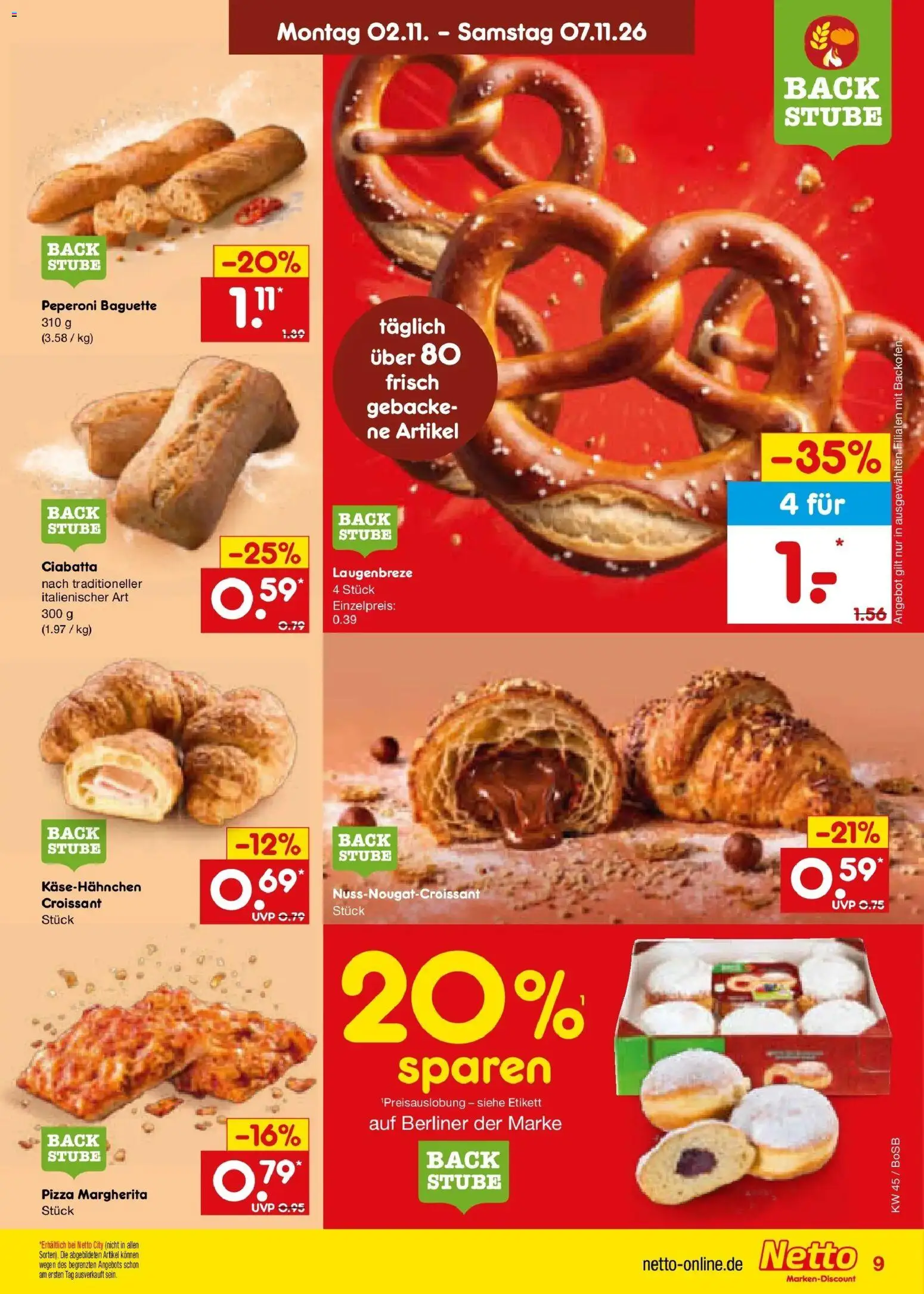 Netto Marken-Discount Prospekt Bochum – gültig ab 02.11.2026 | Seite: 13 | Produkte: Berliner, Baguette, Croissant, Backofen