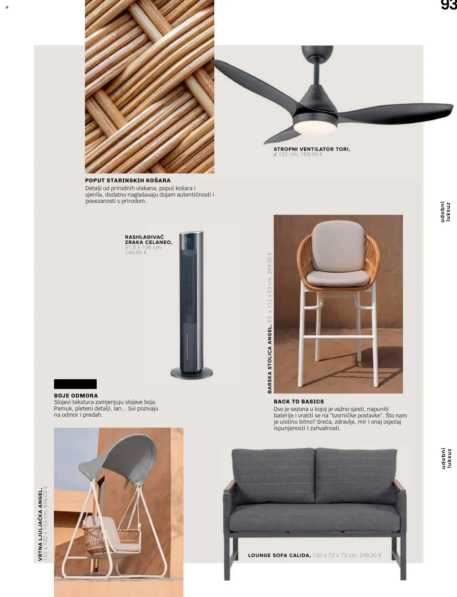 Lesnina katalog | vrijedi od 10.09.2026 | Stranica: 93 | Proizvodi: Stolica, Košara, Ljuljačka, Vrtna ljuljačka