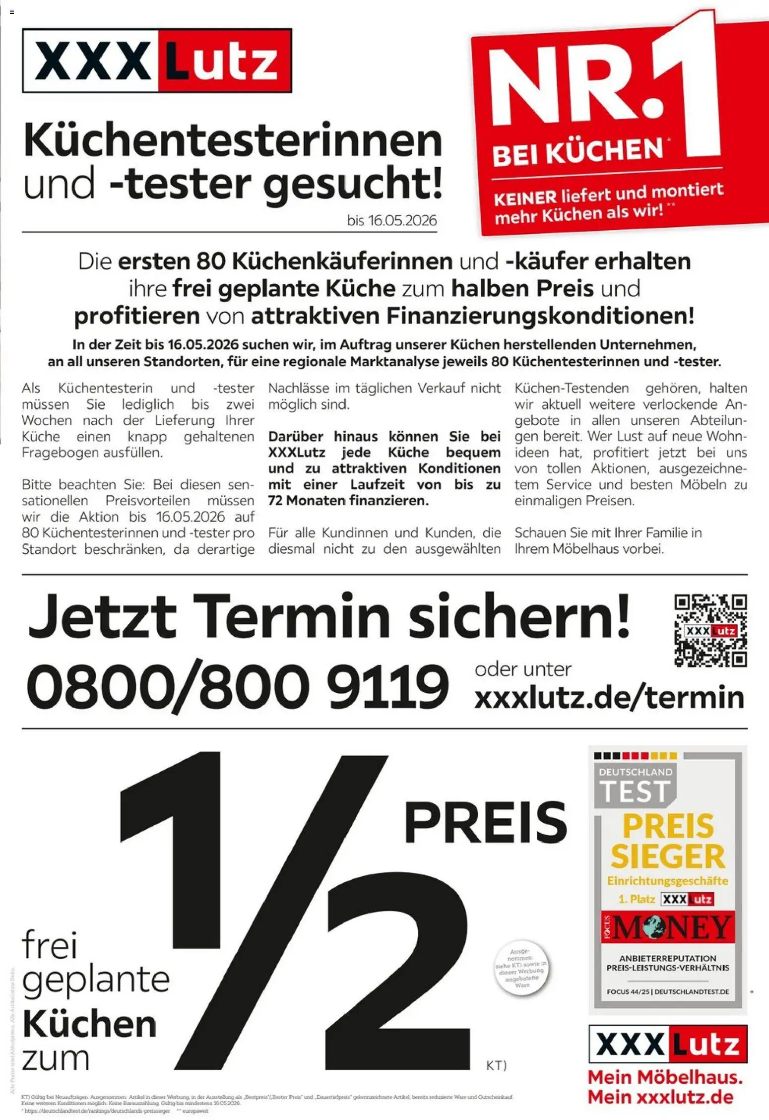 XXXLutz Nr. 1 bei Küchen – gültig ab 02.05.2026 | Seite: 1 | Produkte: Küche, Kuchen
