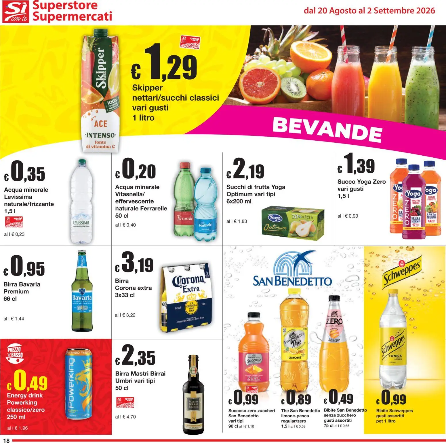 Volantino Sì con Te del 20/08/2026 | Pagina: 18 | Prodotti: Succo, Tè, Mango, Ferrarelle
