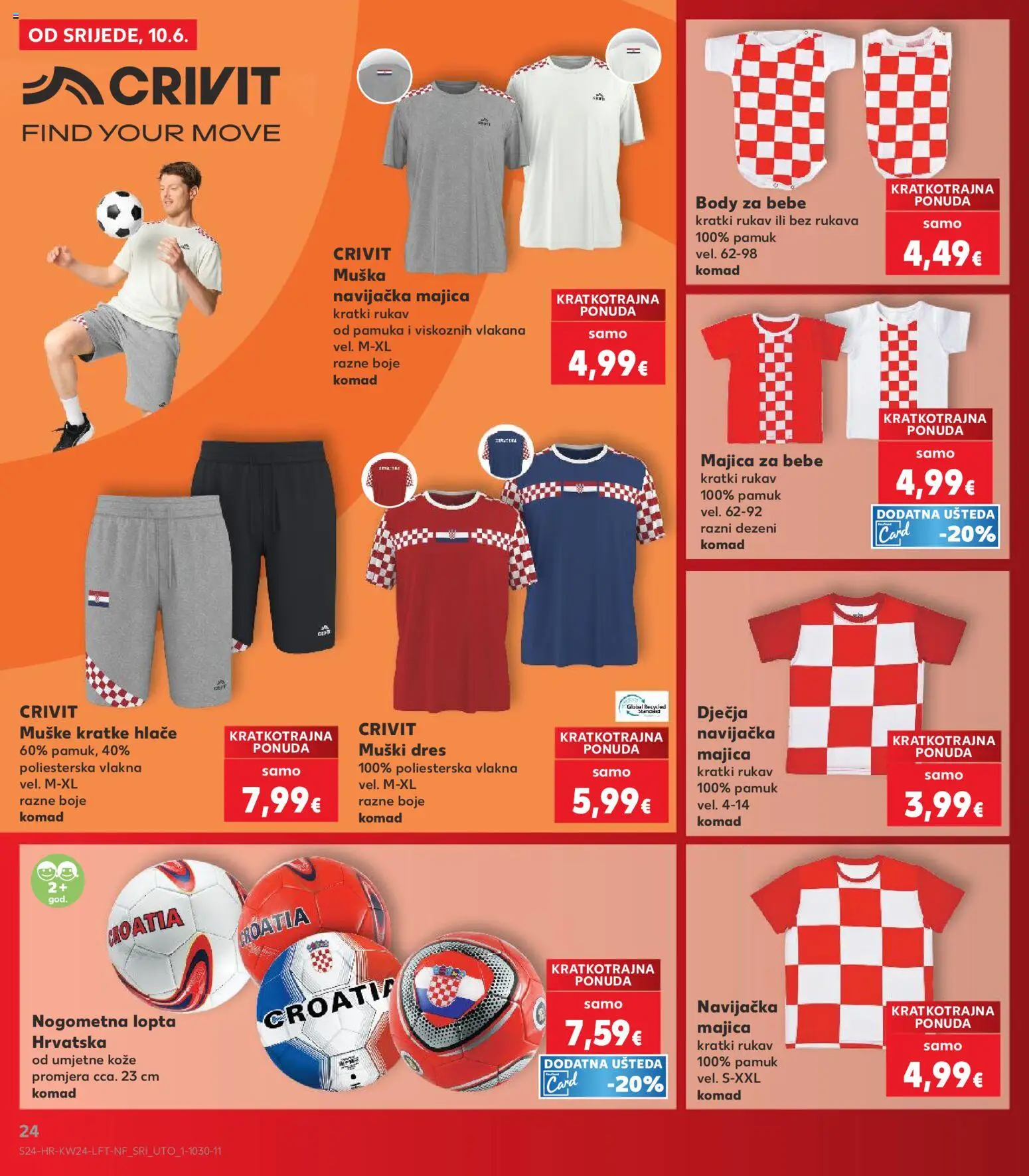 Kaufland katalog | vrijedi od 10.06.2026 | Stranica: 24 | Proizvodi: Lopta, Majica, Hlače, Kratke hlače