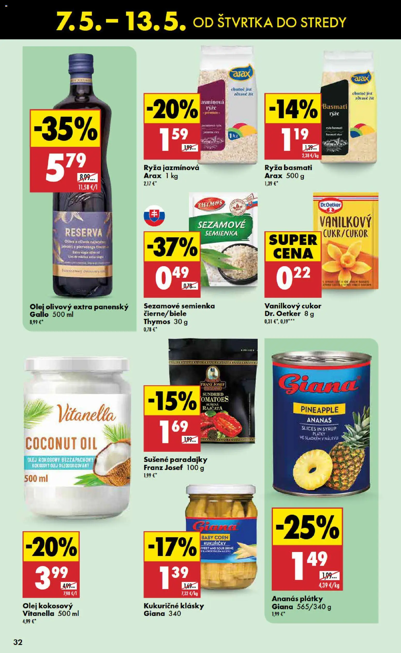 Nové Biedronka akcie – leták je platný od 07.05.2026 | Strana: 32 | Produkty: Paradajky, Ryža, Cukor, Ananás