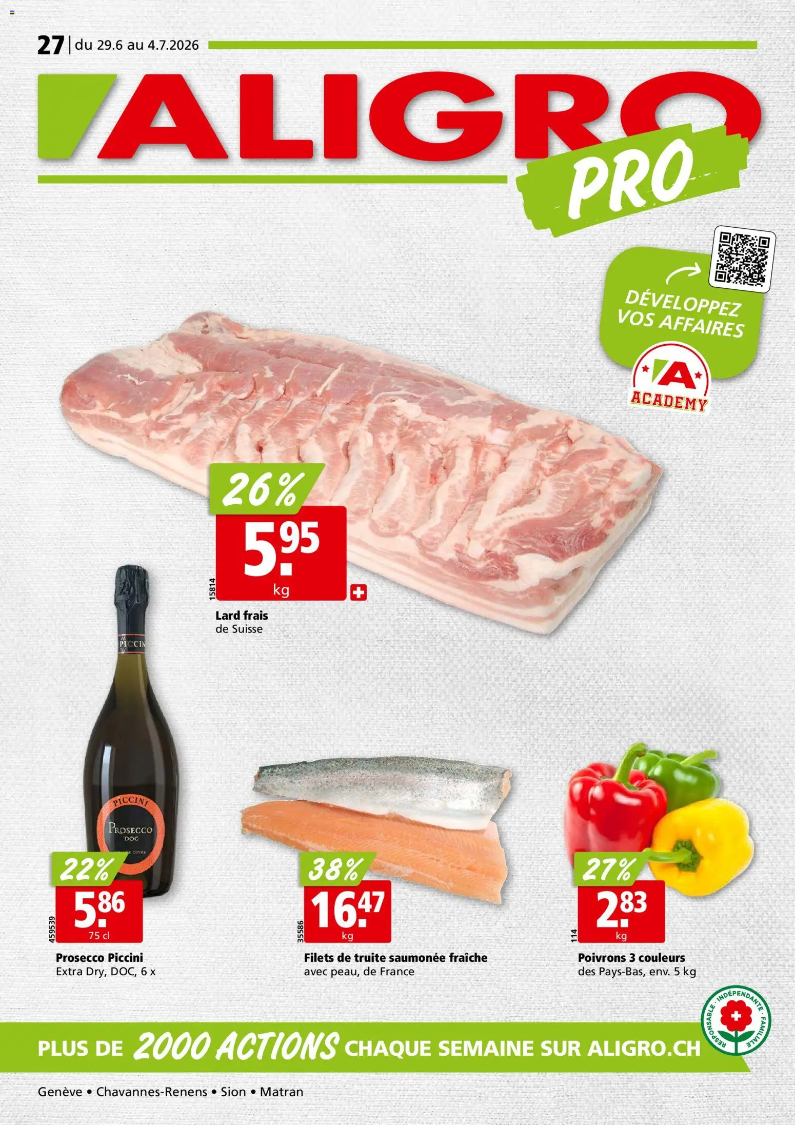 Aligro aktionen Chavannes, Matran, Genève, Sion – gültig ab 29.06.2026 | Seite: 1