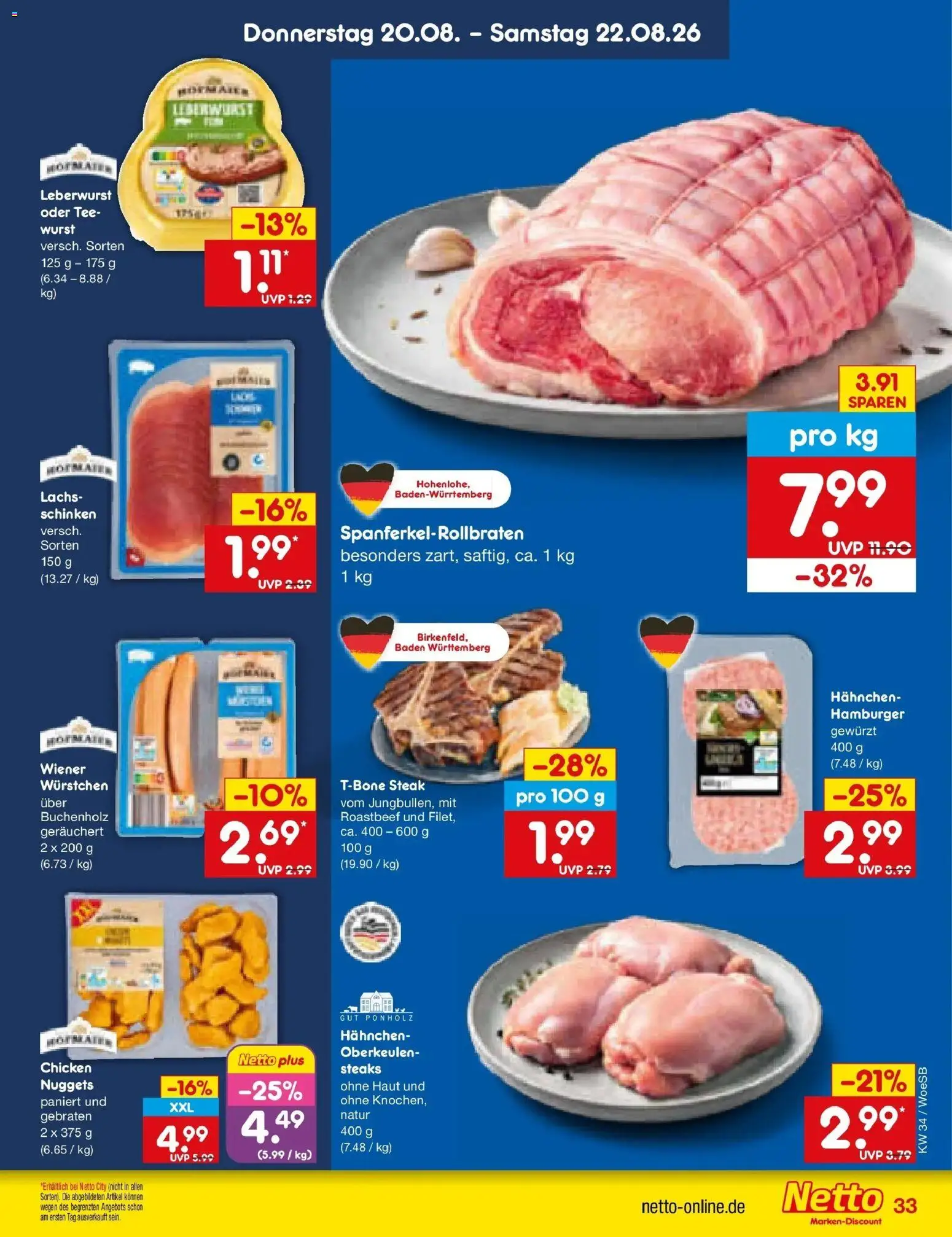 Netto Marken-Discount Prospekt Gemmingen – gültig ab 17.08.2026 | Seite: 51 | Produkte: Hahnchen, Roastbeef, Wurst, Tee