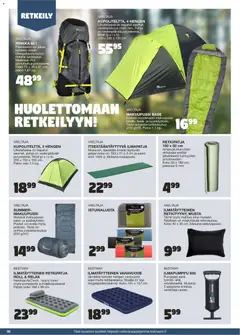 Tokmanni-mainoslehti voimassa 02/04/2026 alkaen | Sivu: 92 | Tuotteet: Ilmapatja, Rinkka, Tyyny, Voi