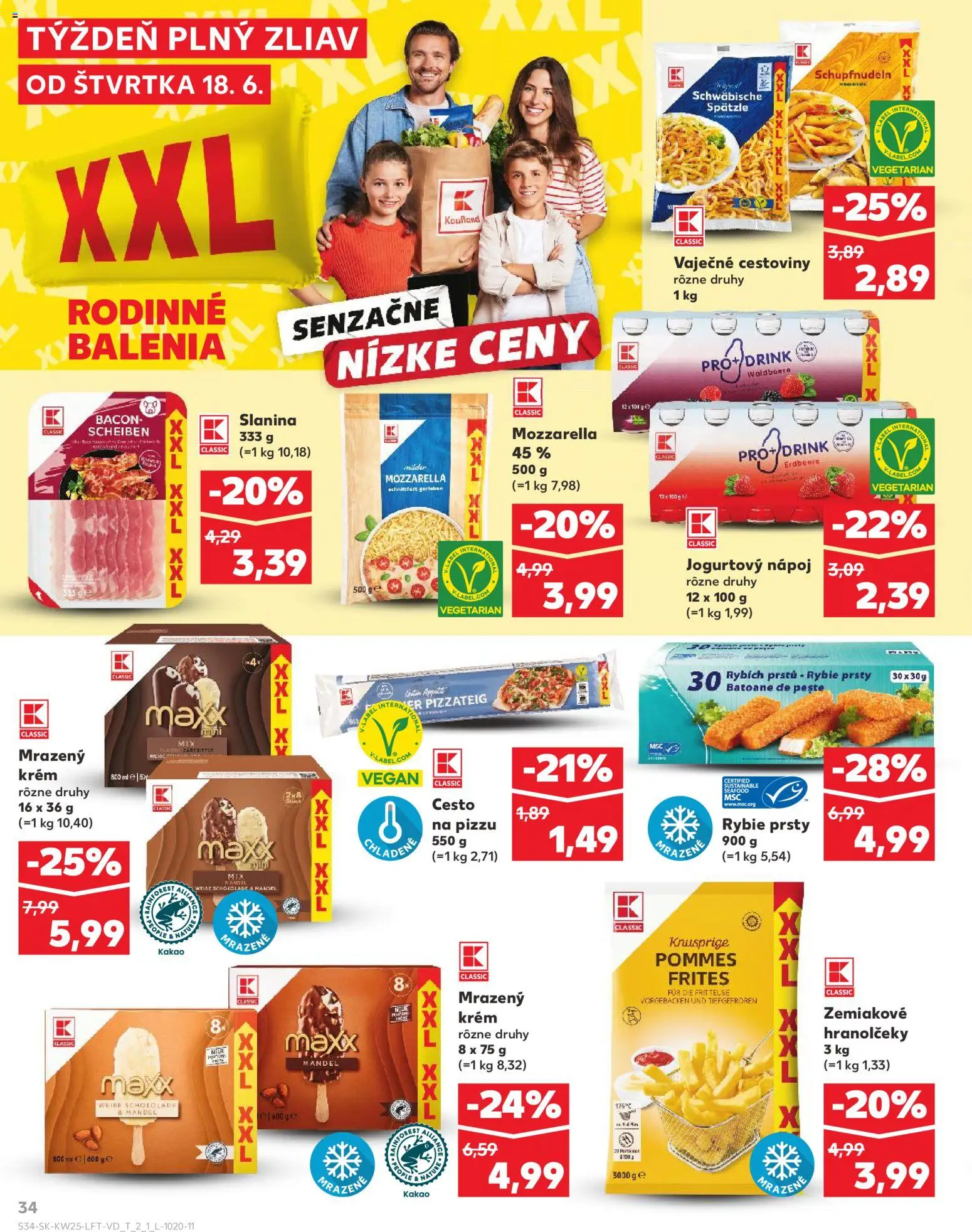 Nové Kaufland akcie – leták je platný od 18.06.2026 | Strana: 34 | Produkty: Pizza, Slanina, Mozzarella, Kakao