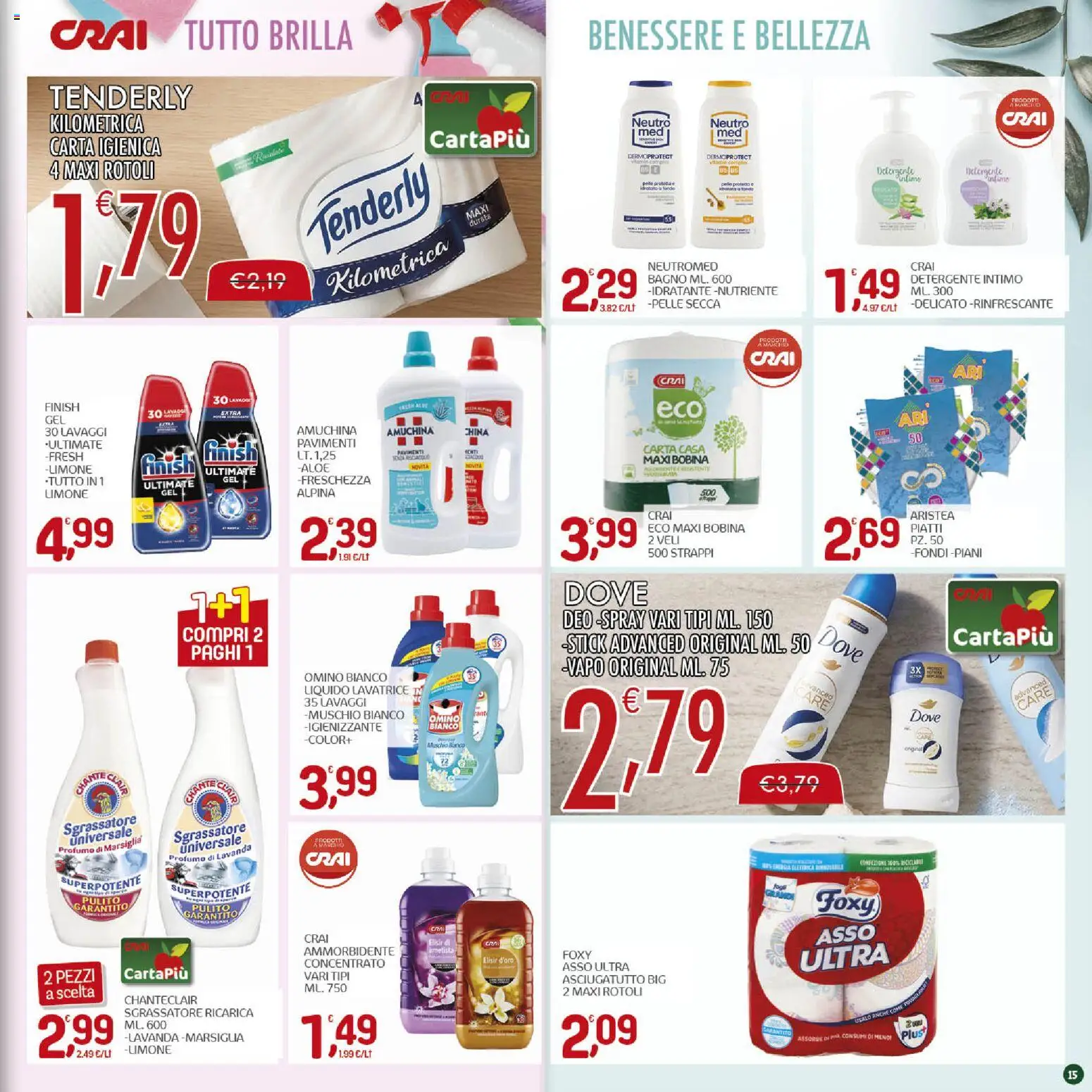 Volantino CRAI del 17/09/2026 | Pagina: 15 | Prodotti: Ammorbidente, Intimo, Sgrassatore, Lavatrice