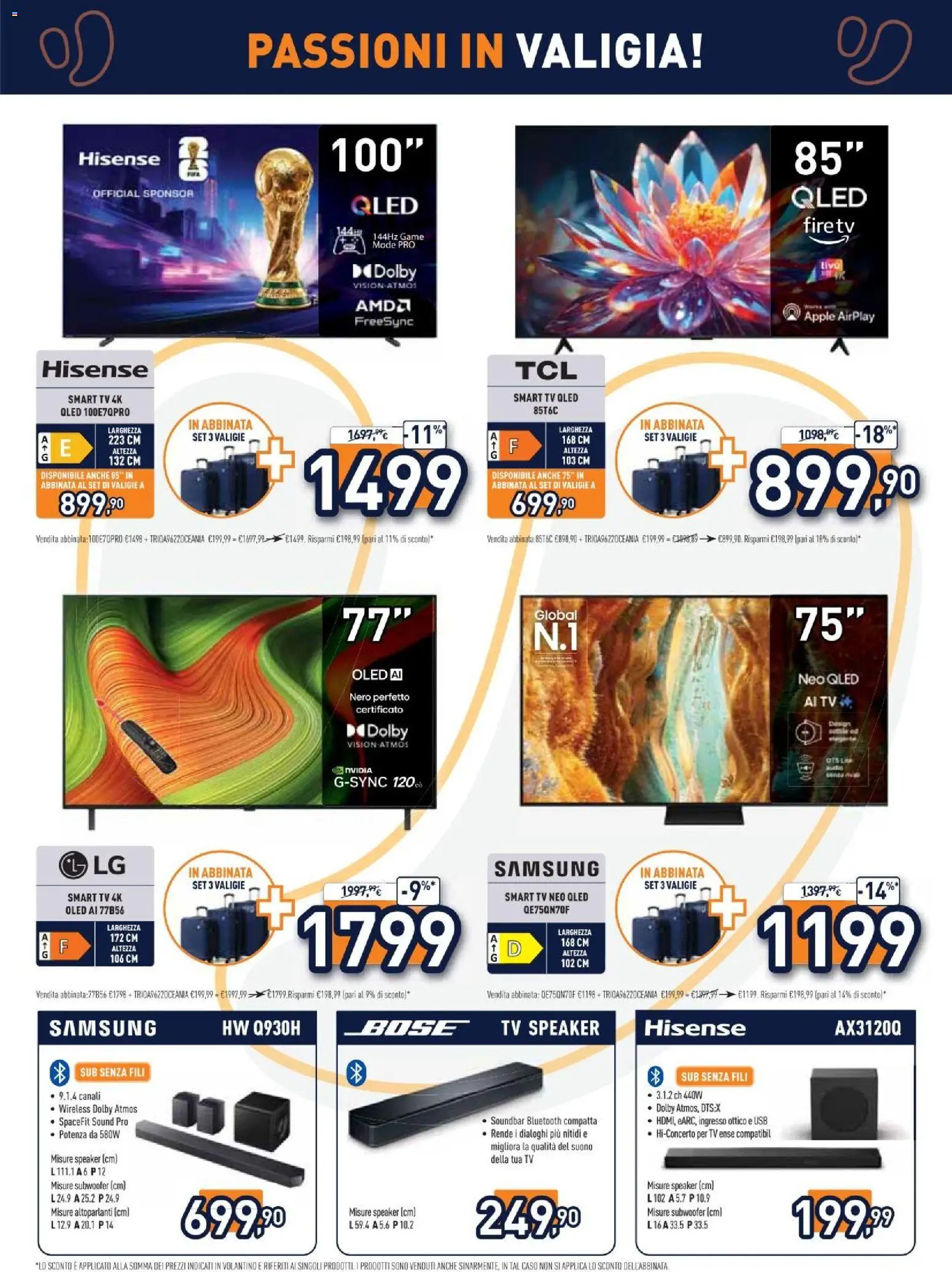 Volantino Unieuro del 01/07/2026 | Pagina: 2 | Prodotti: Soundbar, Valigia, TV, Samsung
