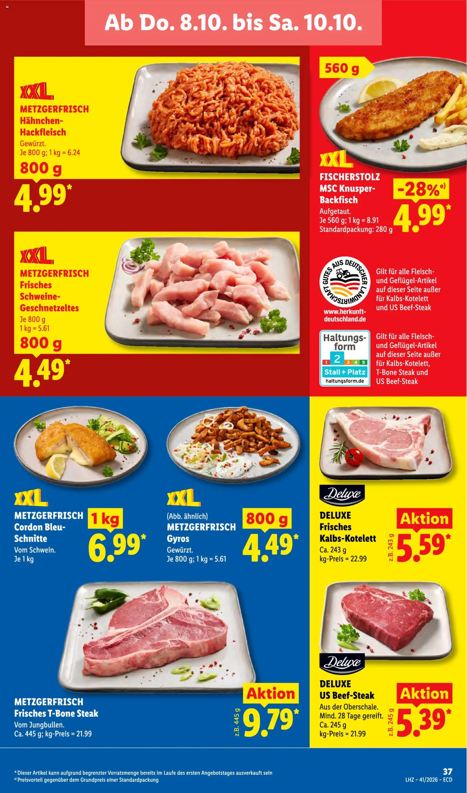 Lidl Německo leták od 05.10.2026 | Strana: 59 | Produkty: Cordon Bleu, Gyros, Steak, Deluxe