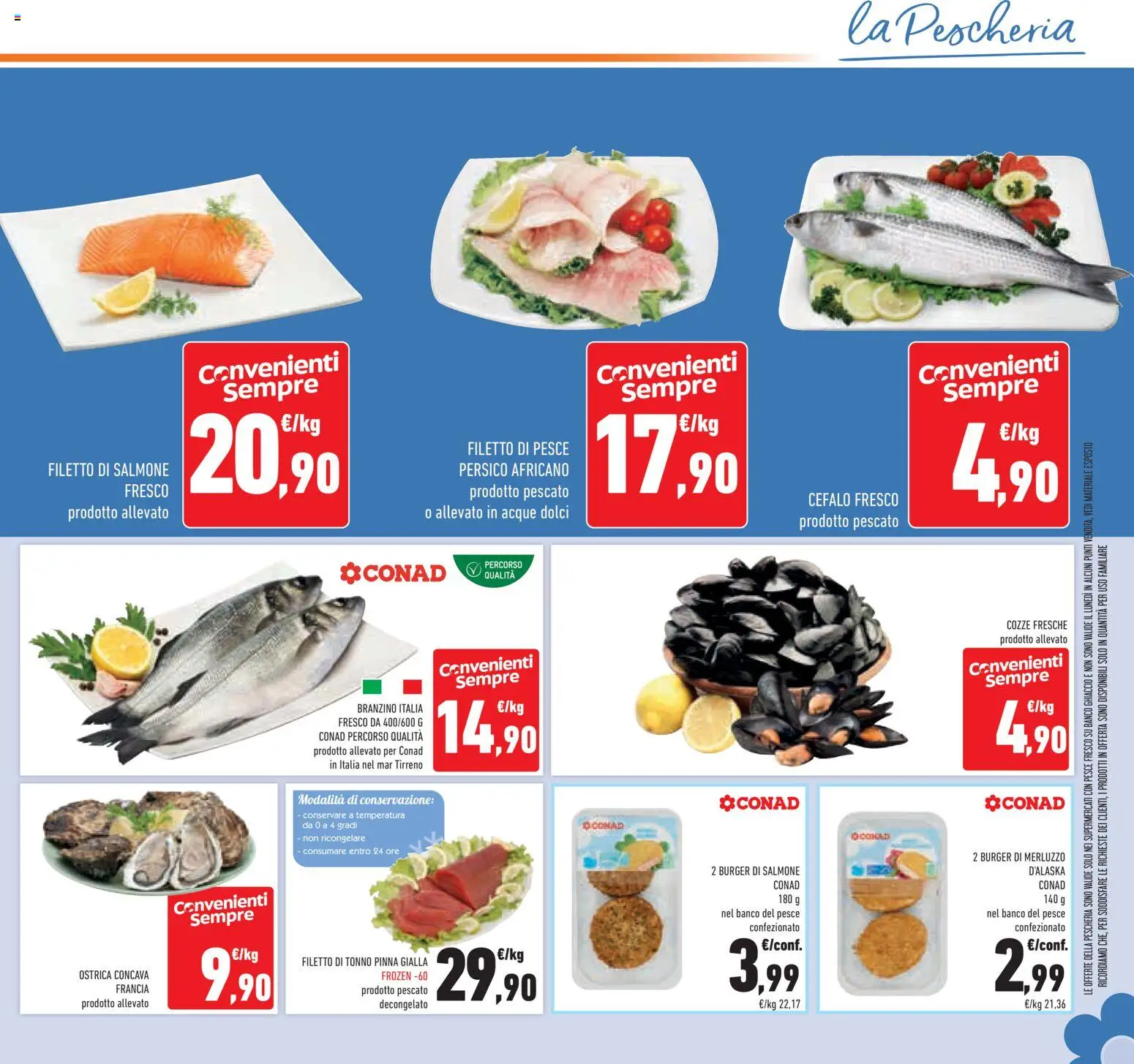 Volantino Conad del 15/07/2026 | Pagina: 15 | Prodotti: Merluzzo, Cozze, Salmone fresco, Tonno