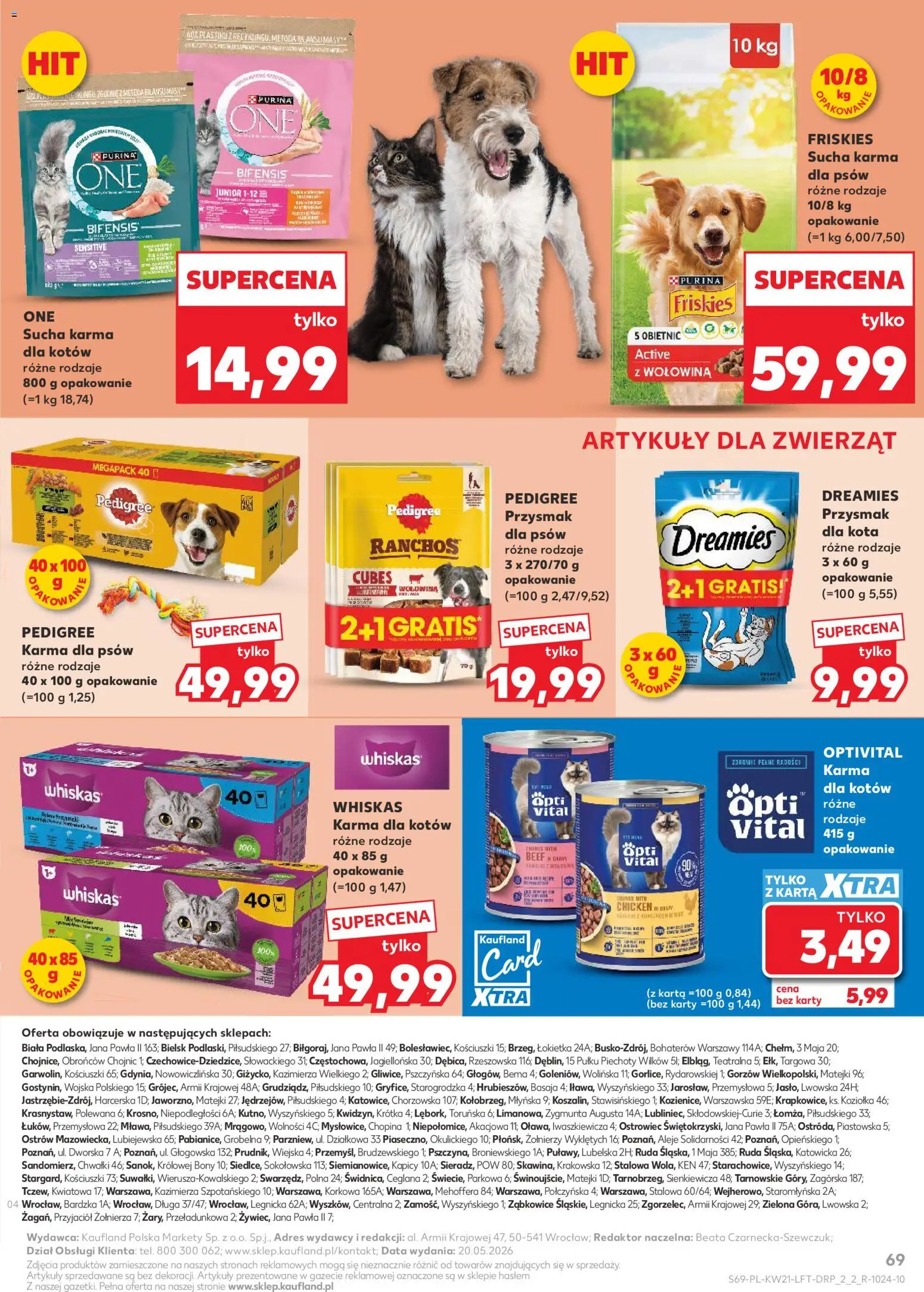Kaufland gazetka od 21.05.2026 | Strona: 69 | Produkty: Karta, Pedigree, Karma dla kotów, Wołowina