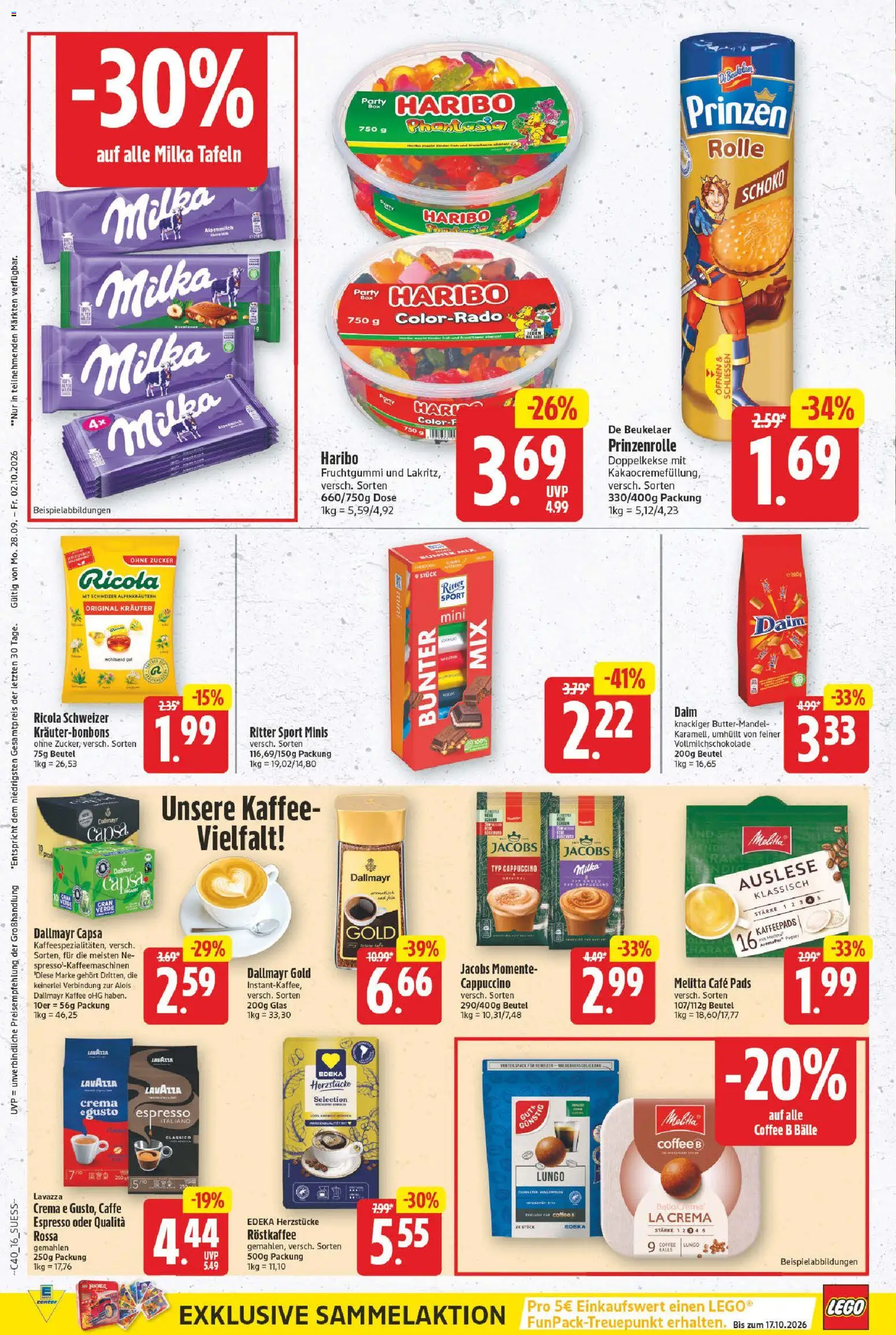 E center Prospekt – gültig ab 28.09.2026 | Seite: 16 | Produkte: Kaffee, Ritter sport, Dallmayr, Zucker