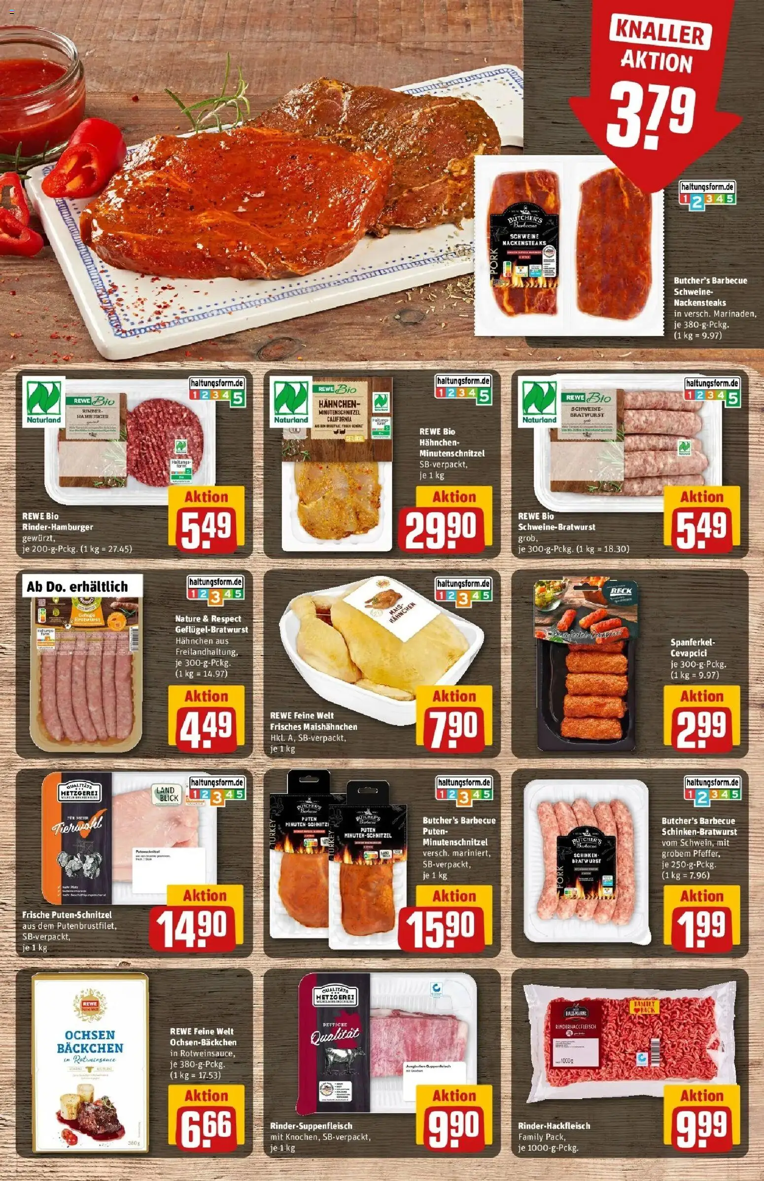 Rewe Prospekt Mannheim – gültig ab 13.07.2026 | Seite: 9 | Produkte: Nackensteaks, Hahnchen, Putenschnitzel, Schinken