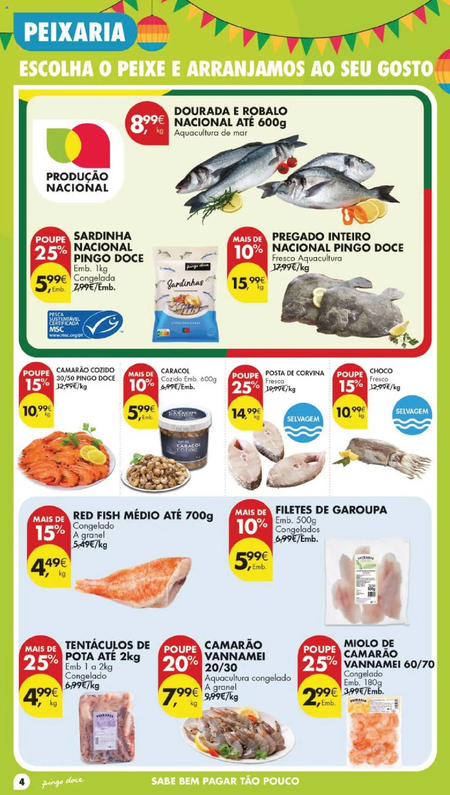 Pingo Doce folheto │ válido de 16.06.2026 | Página: 6 | Produtos: Dourada, Camarão, Sardinhas, Peixe