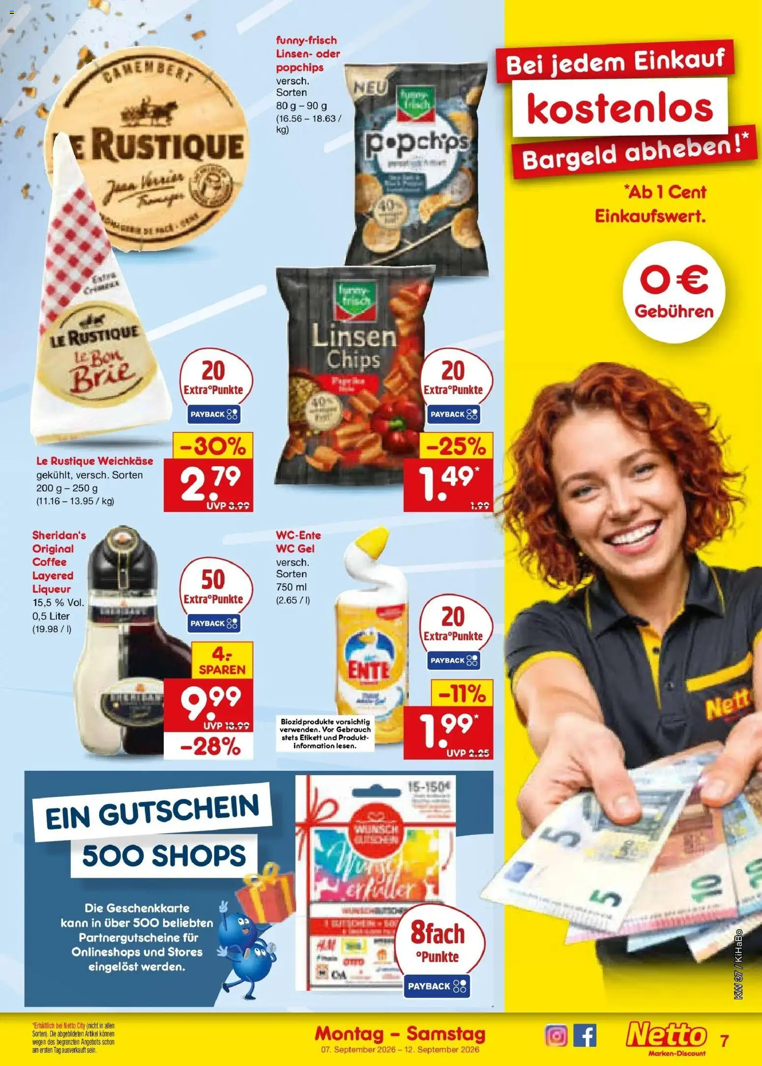 Netto Marken-Discount Prospekt Bad Friedrichshall – gültig ab 07.09.2026 | Seite: 11 | Produkte: Camembert, Chips, Ente