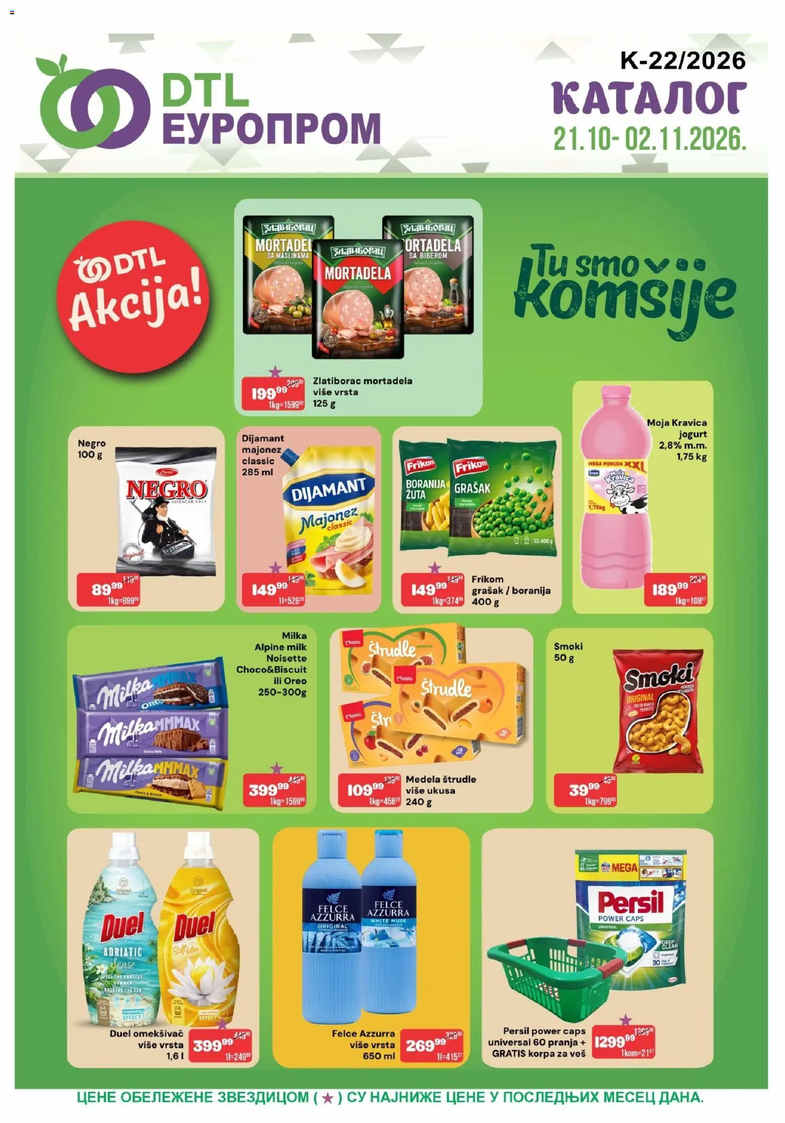 Europrom katalog - važi od 21.10.2026 | Strana: 1 | Proizvode: Majonez, Grašak, Oreo, Felce azzurra
