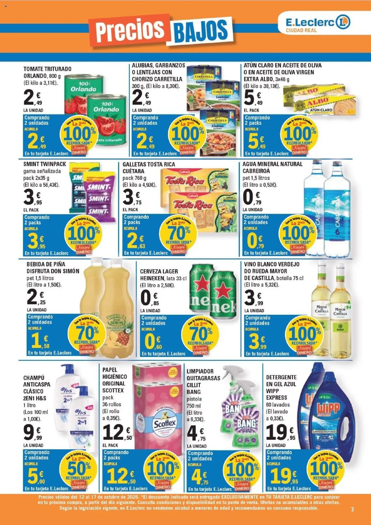 E.Leclerc - Ciudad Real │ válido desde el 12/10/2026 | Página: 3 | Productos: Pan, Vino, Piña, Agua