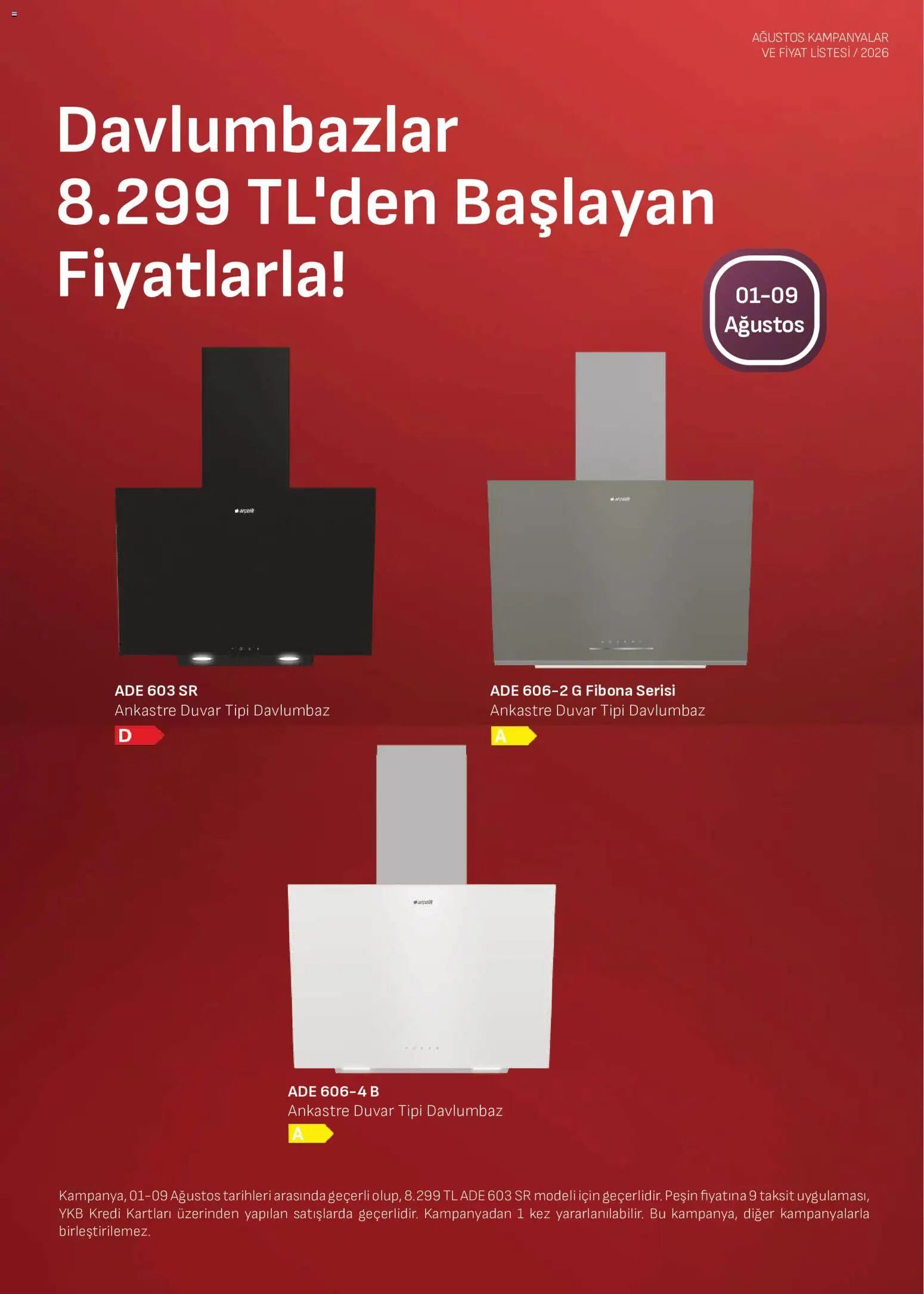 Arçelik - Ankastre Kataloğu - 01 Ağustos 2026 tarihinden itibaren geçerlidir | Sayfa: 3 | Ürünler: Davlumbaz