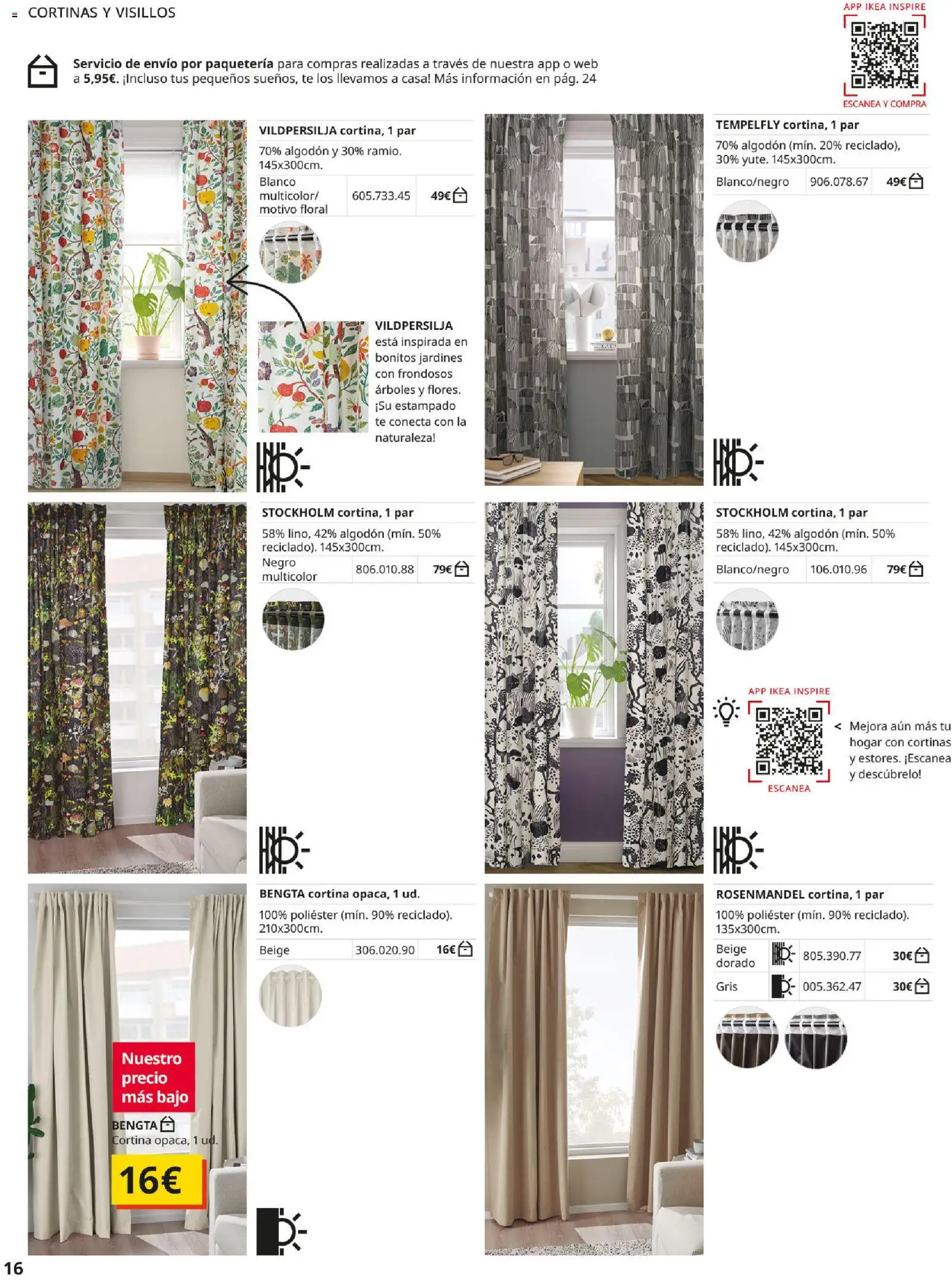 IKEA - Cortinas y estores │ válido desde el 01/09/2026 | Página: 16 | Productos: Cortina, Flores, Té, Algodón