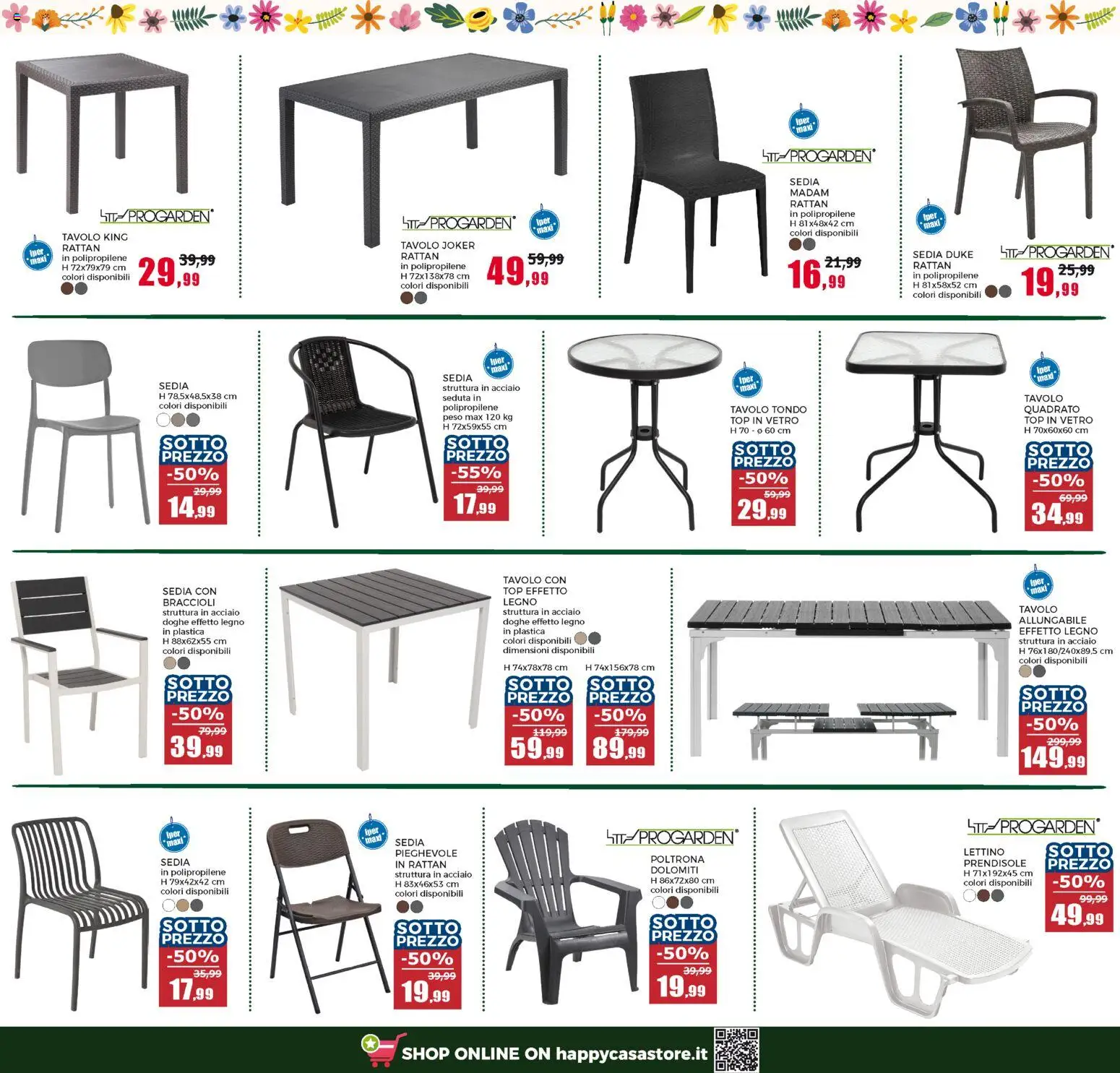 Volantino Happy Casa del 13.05.2026 | Pagina: 23 | Prodotti: Braccioli, Lettino, Tavolo, Sedia