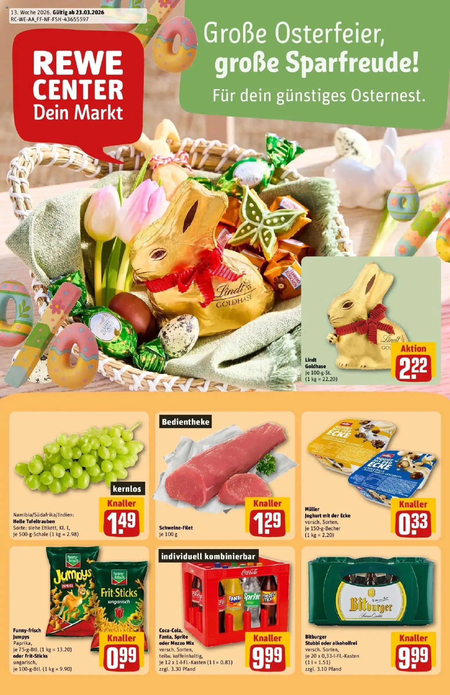 Rewe Prospekt Zülpich	 – gültig ab 23.03.2026 | Seite: 1 | Produkte: Sprite, Joghurt, Lindt, Chips