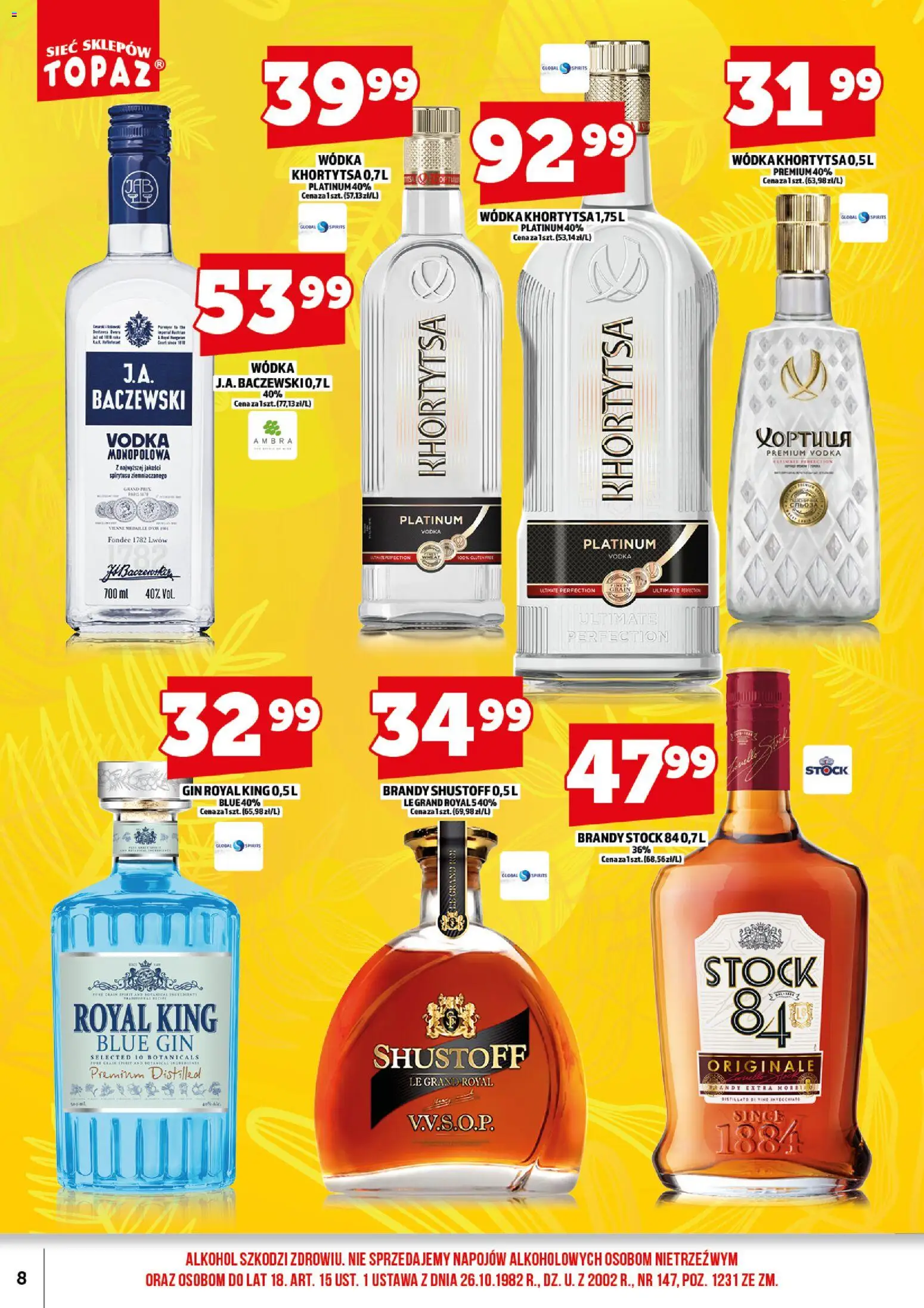 Topaz gazetka alkoholowa od 01.08.2026 | Strona: 10 | Produkty: Vodka, Gin, Alkohol, Wódka