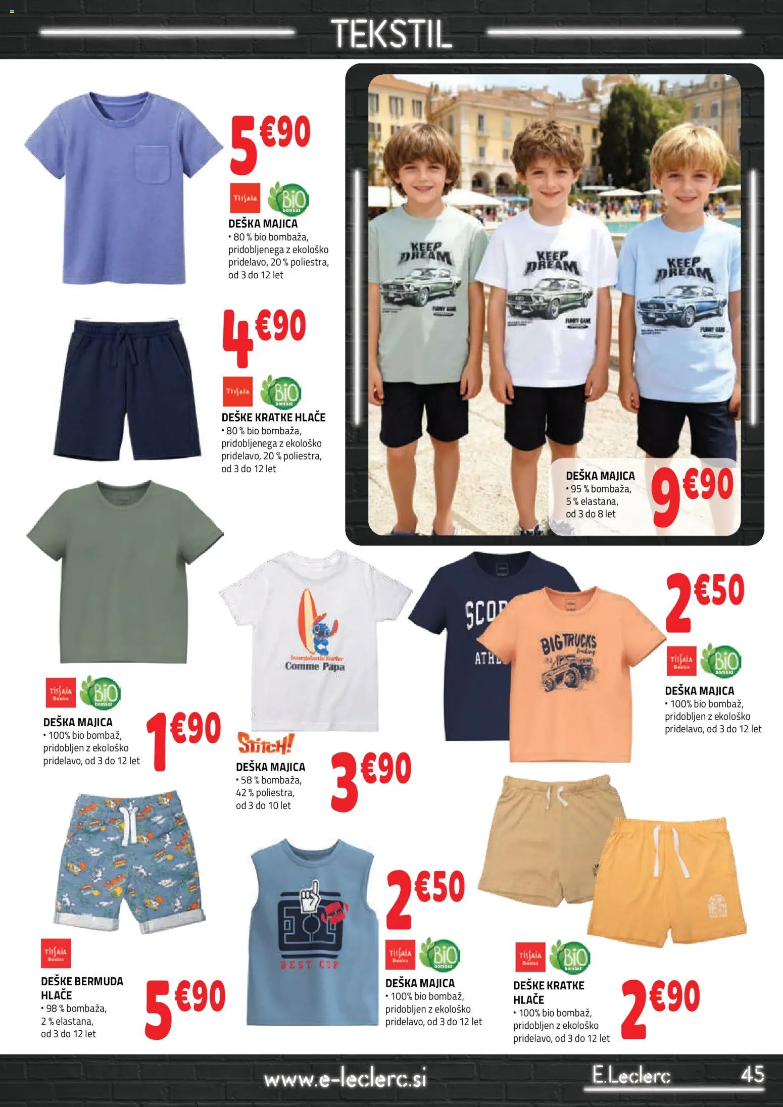 Novi E.leclerc katalog ponudbe – veljaven od 05.08.2026 | Stran: 7 | Izdelki: Majica, Hlace, Kratke hlace