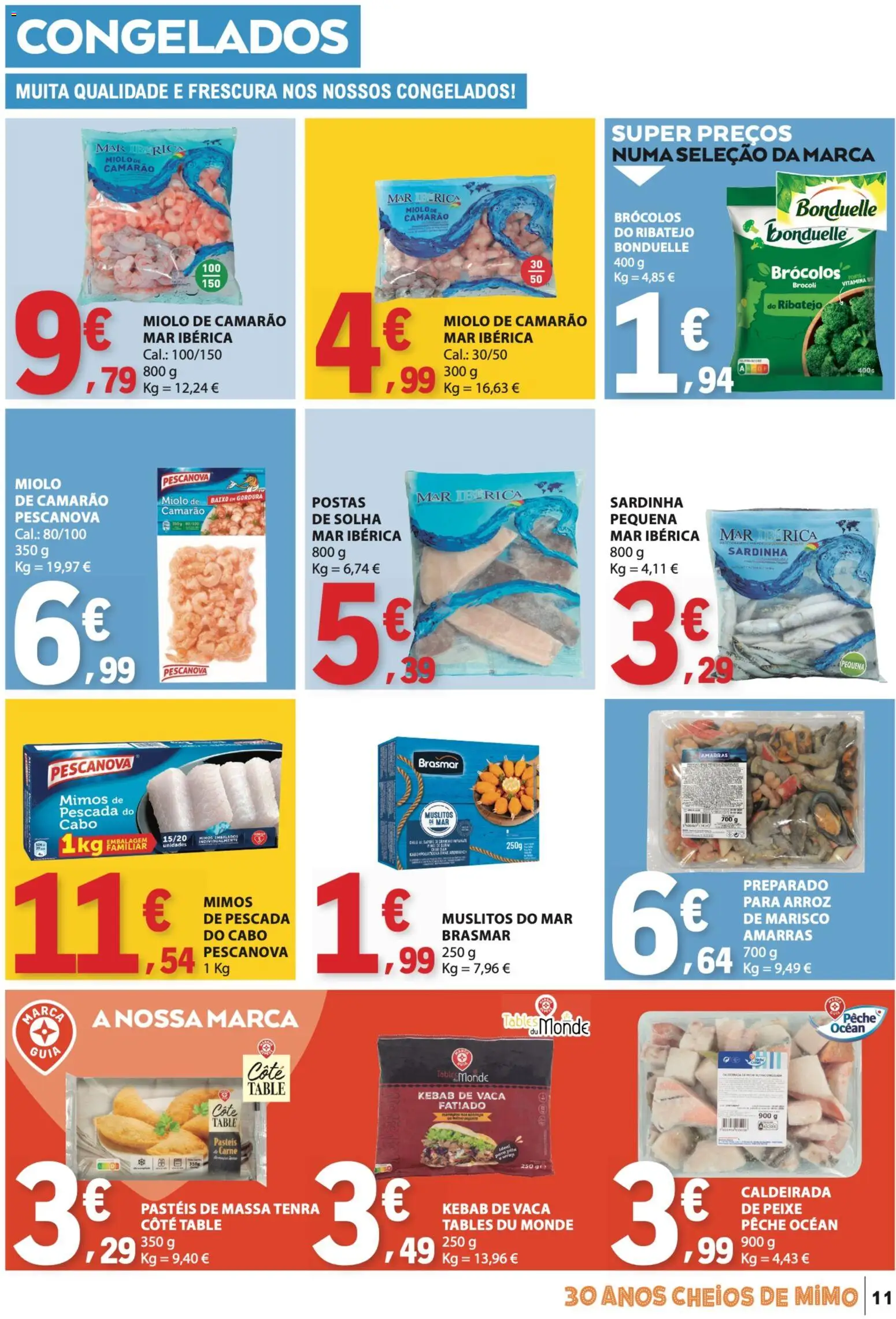 E.Leclerc folheto │ válido de 10/09/2026 | Página: 11 | Produtos: Camarão, Pescada do cabo, Arroz, Carne