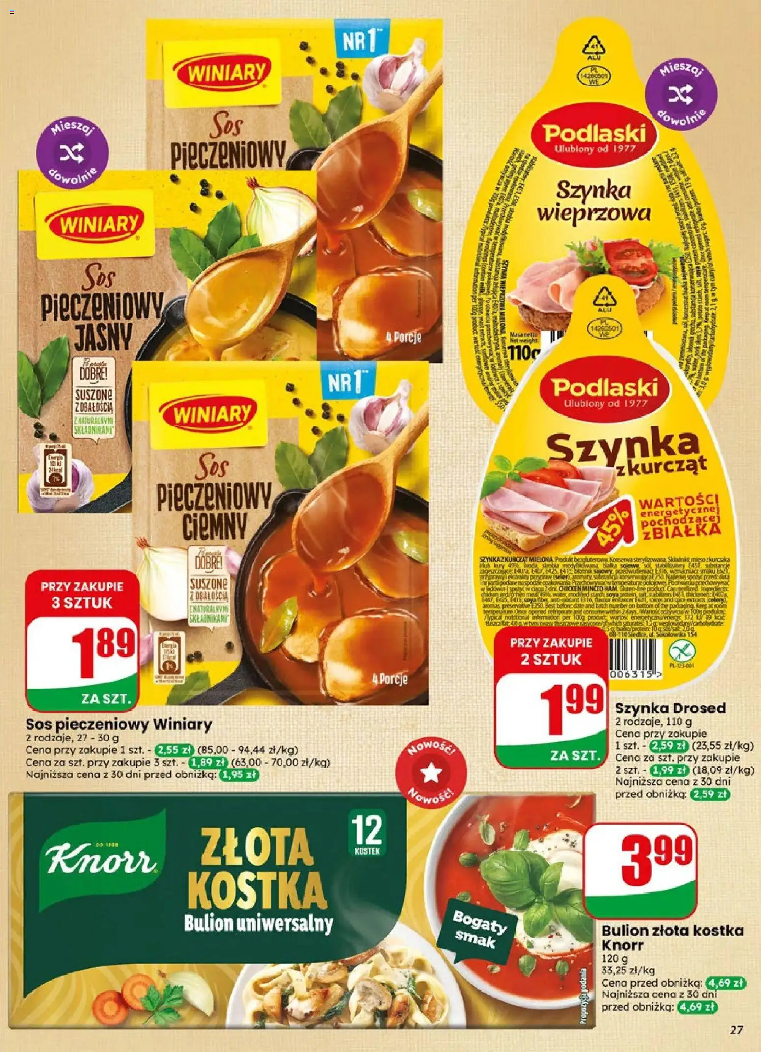 Dino gazetka od 06.05.2026 | Strona: 27 | Produkty: Mięso, Szynka wieprzowa, Szynka, Sos