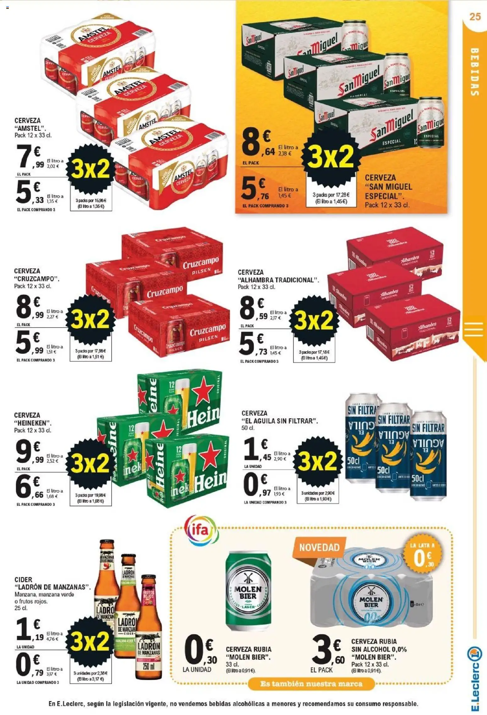 E.Leclerc - Soria │ válido desde el 21/10/2026 | Página: 25 | Productos: Cerveza, Manzana, Alcohol, Heineken