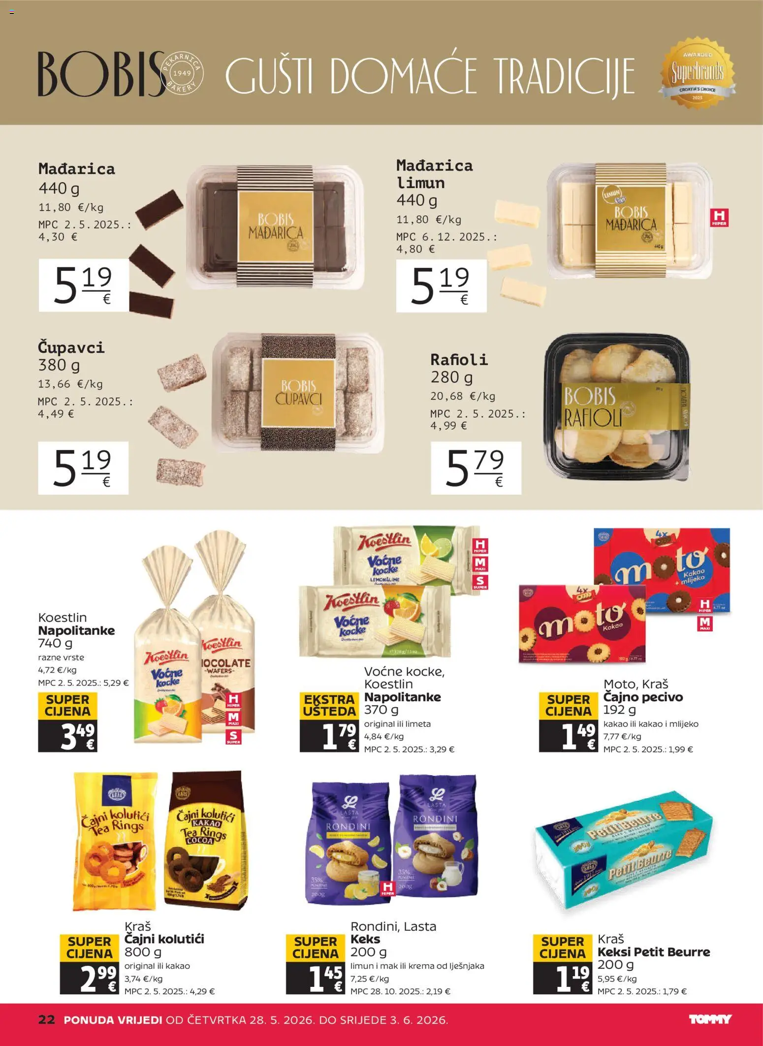 Tommy katalog | vrijedi od 28.05.2026 | Stranica: 22 | Proizvodi: Petit Beurre, Keksi, Krema, Limun
